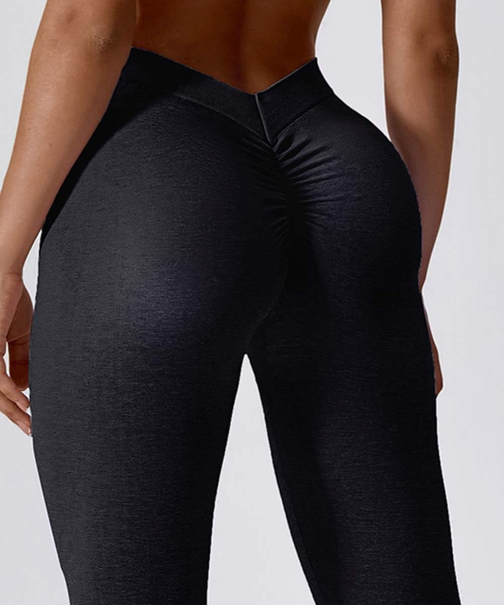 FITNEXX Seamless V Back Scrunch Butt Lift Leggings for Women High Waisted Booty Workout Gym Yoga Pants