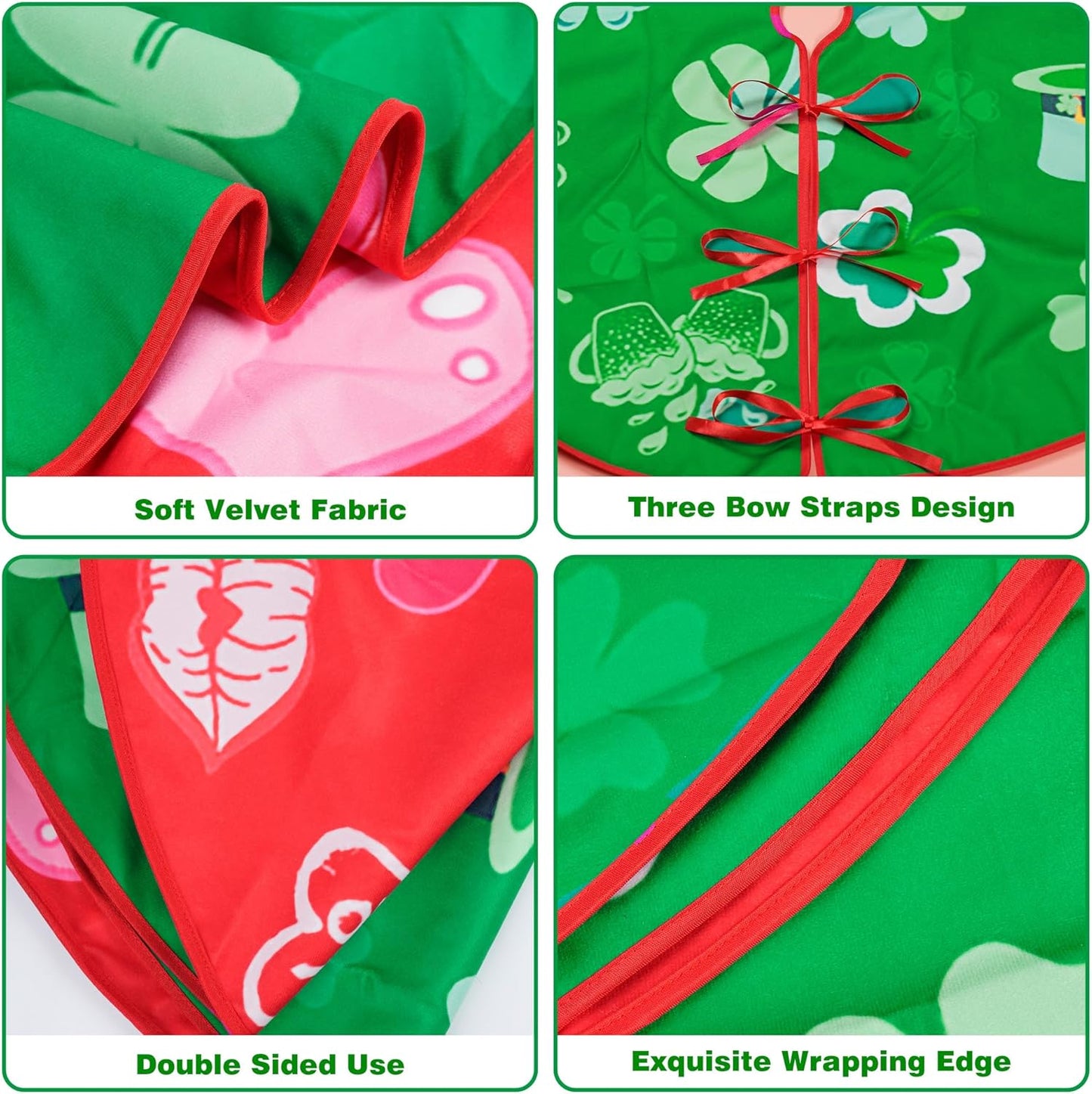 36 Inch Valentine'S Day Tree Skirt Love Heart Clover Double Sided Print Mat St. Patrick'S Day Tree Skirt Christmas Tree Skirt for Holiday Party Decoration