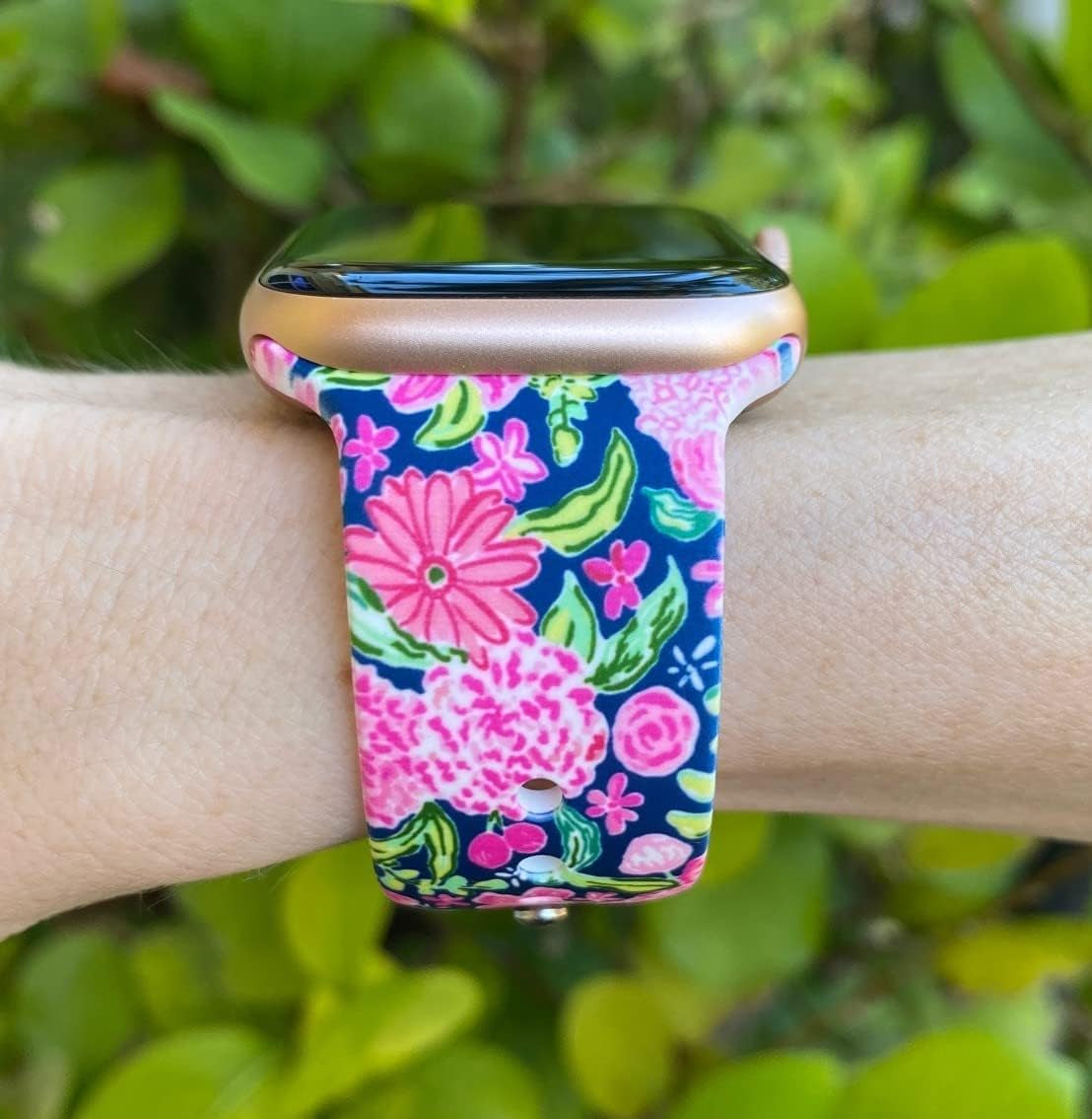 Floral Watch Band - Compatible with Iwatch Bands 45Mm 44Mm 42Mm 41Mm 40Mm 38Mm Band Replacement for Iwatch Series 9 8 7 6 5 4 3 2 1 Se