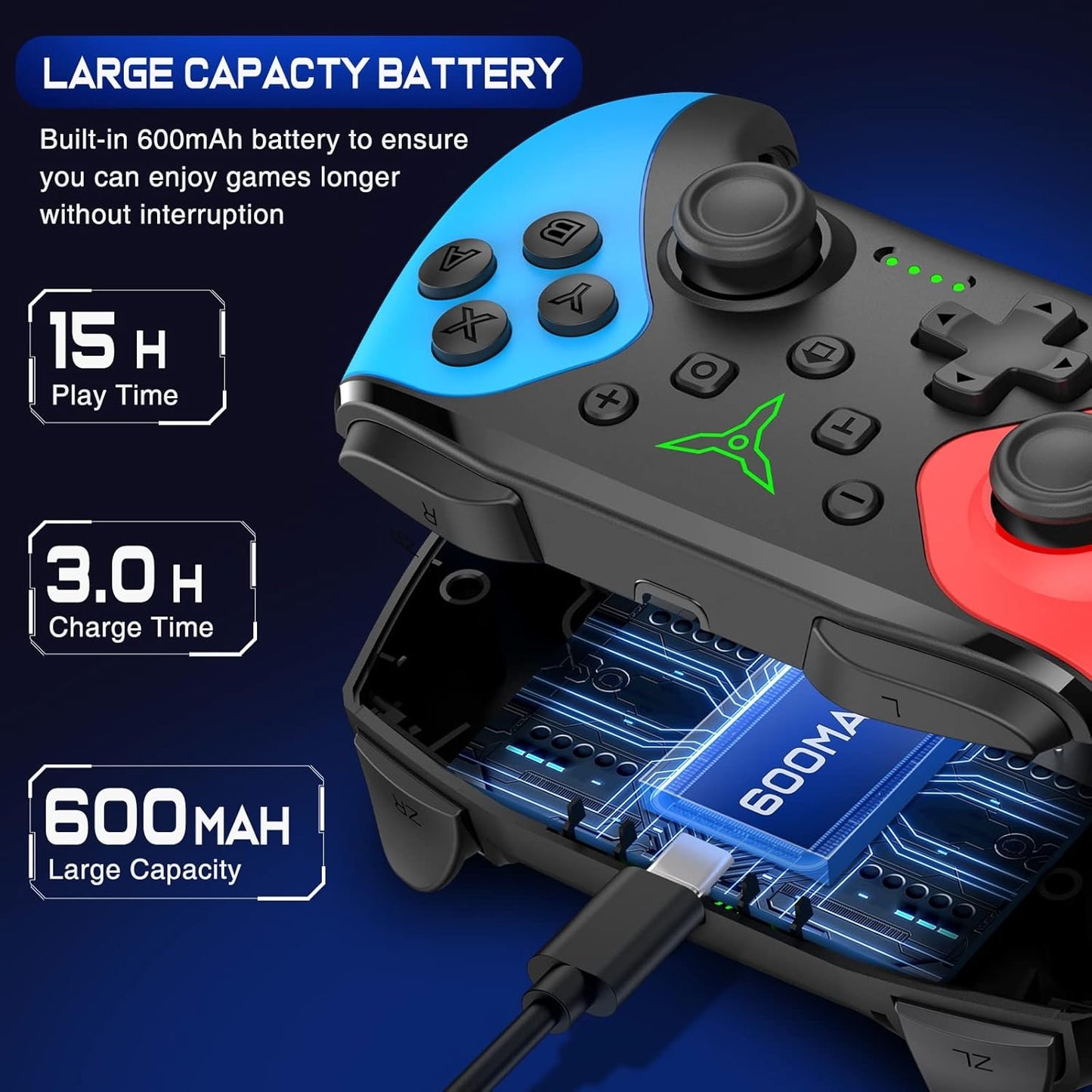Wireless Switch Controller for Nintendo Switch/Lite/Oled Controller, Switch Controller with a Mouse Touch Feeling on Back Buttons, Extra Switch Pro Controller with Wake-Up,Programmable, Turbo Function