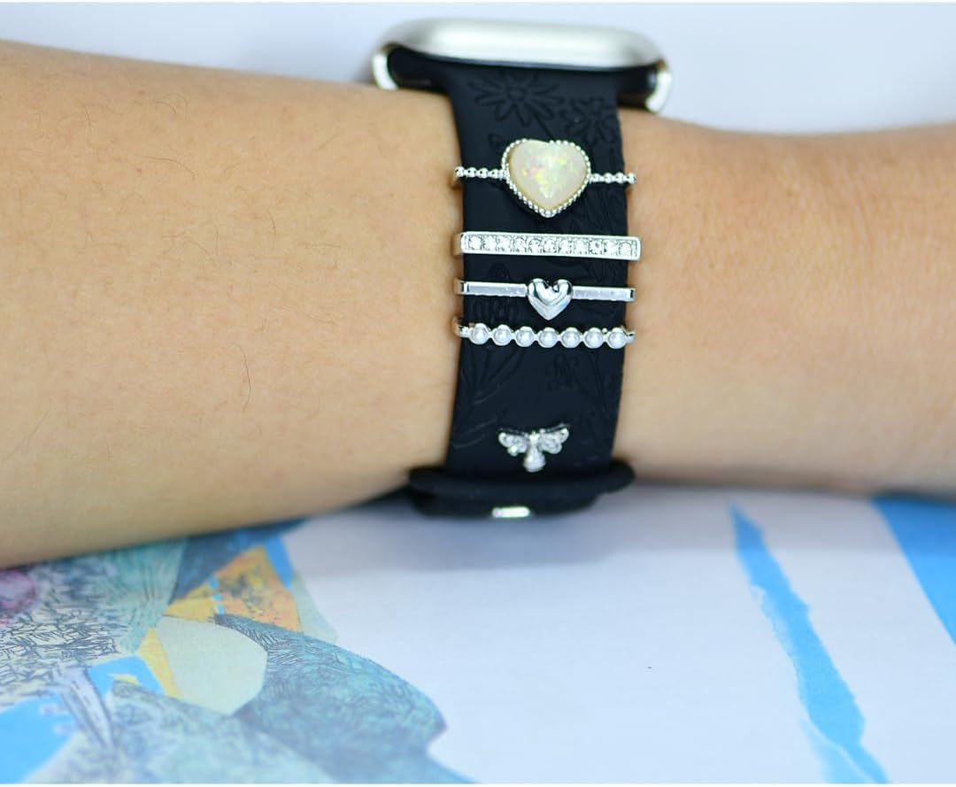 Turquoise Cross Watch Band Charms for Apple Watch 38Mm 40Mm 41Mm 42Mm 44Mm 45Mm 49Mm , Boho Metal Slide Jewelry Decorative Rings Loops for Iwatch Series 8 7 6 5 4 3 2 Se,For Samsung Galaxy Watch 5/4,Women Watchband Charms Accessories (No Band)