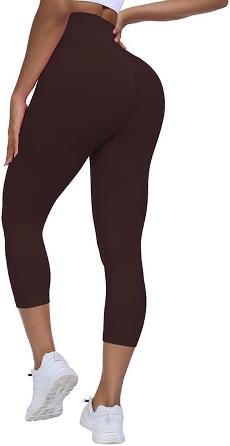 Scrunch Butt Lifting Capri Leggings for Women Tummy Control Crossover Gym Workout Legging High Waisted Yoga Pants