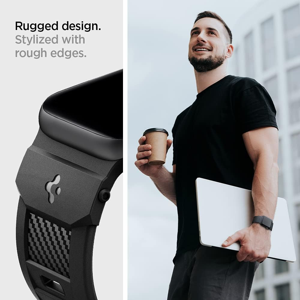 Rugged Band Designed for Apple Watch Band for Apple Watch Ultra 2/Ultra 49Mm, Series 10 46Mm, 9/8/7 45Mm, SE2/SE/6/5/4 44Mm, 3/2/1 42Mm - Matte Black