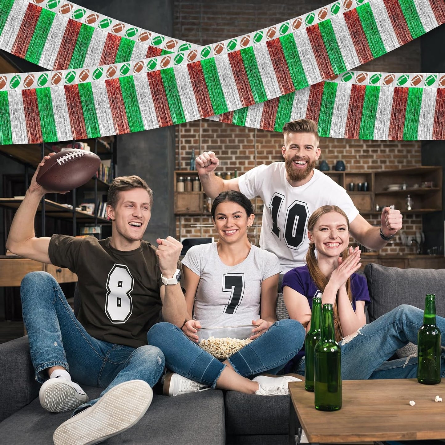 Superbowl Football Party Decorations Foil Fringe Garland Tinsel Streamers: 2 Pack 39 Haning Backdrop Banner Table Skirts Parade Floats Sunday Night Football Game Day Photo Booth Birthday Party Decor