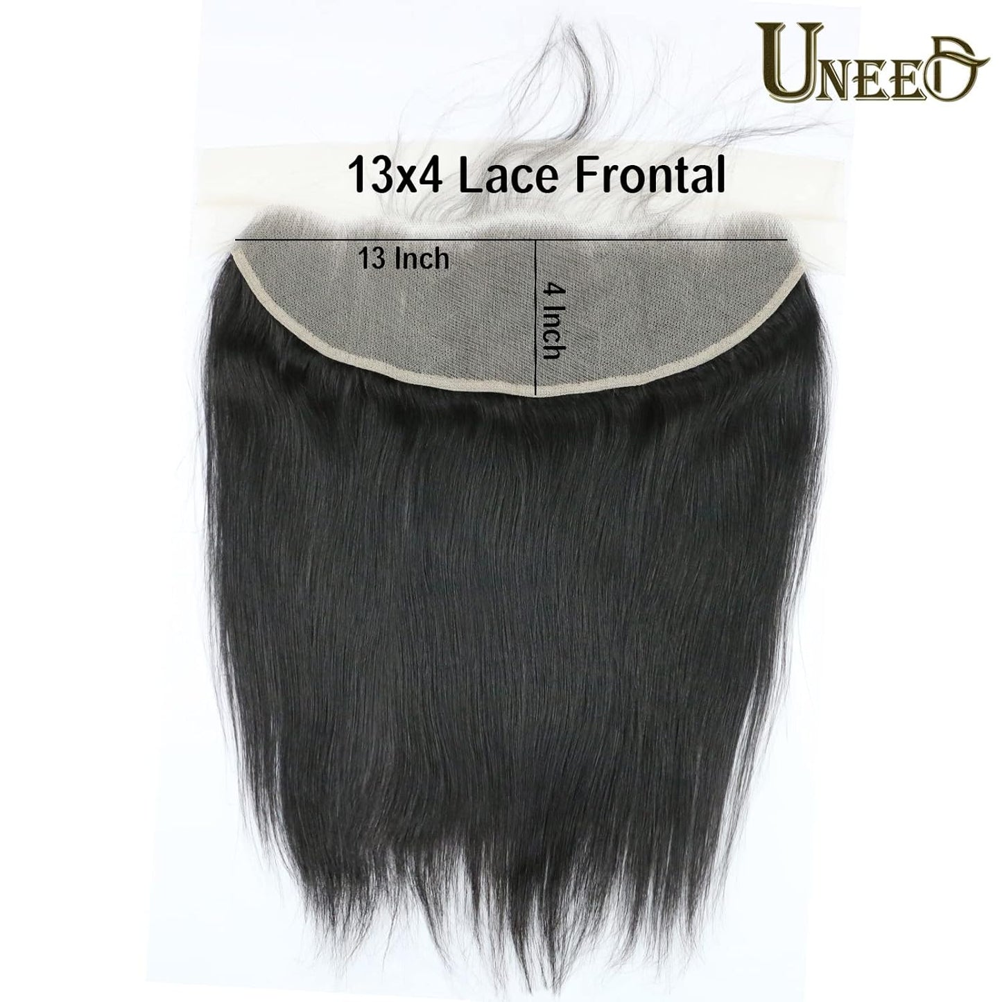 13X4 Frontal HD Lace Frontal 16 Inch Straight Frontal Human Hair Transparent HD Frontal Closure 150% Density Natural Hairline Pre Plucked with Baby Hair Black Color