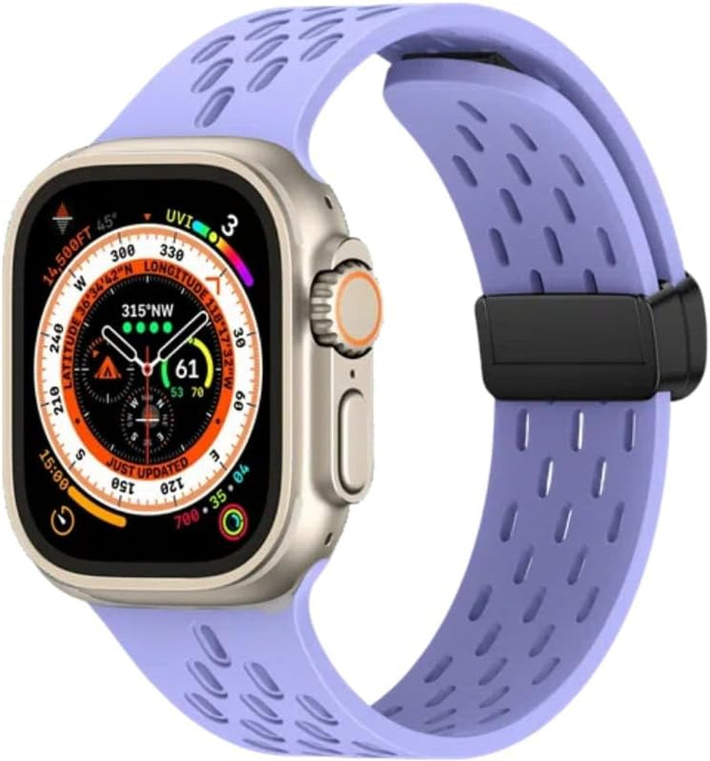 Silicone Sport Bands Compatible for Apple Watch Bands 38Mm 40Mm 41Mm, 42Mm,44Mm,45Mmsoft Silicone Sport Band with Magnetic Clasp for Women and Men for Iwatch Ultra 2 & SE & Series 9/8/7/6/5/4/3/2/1