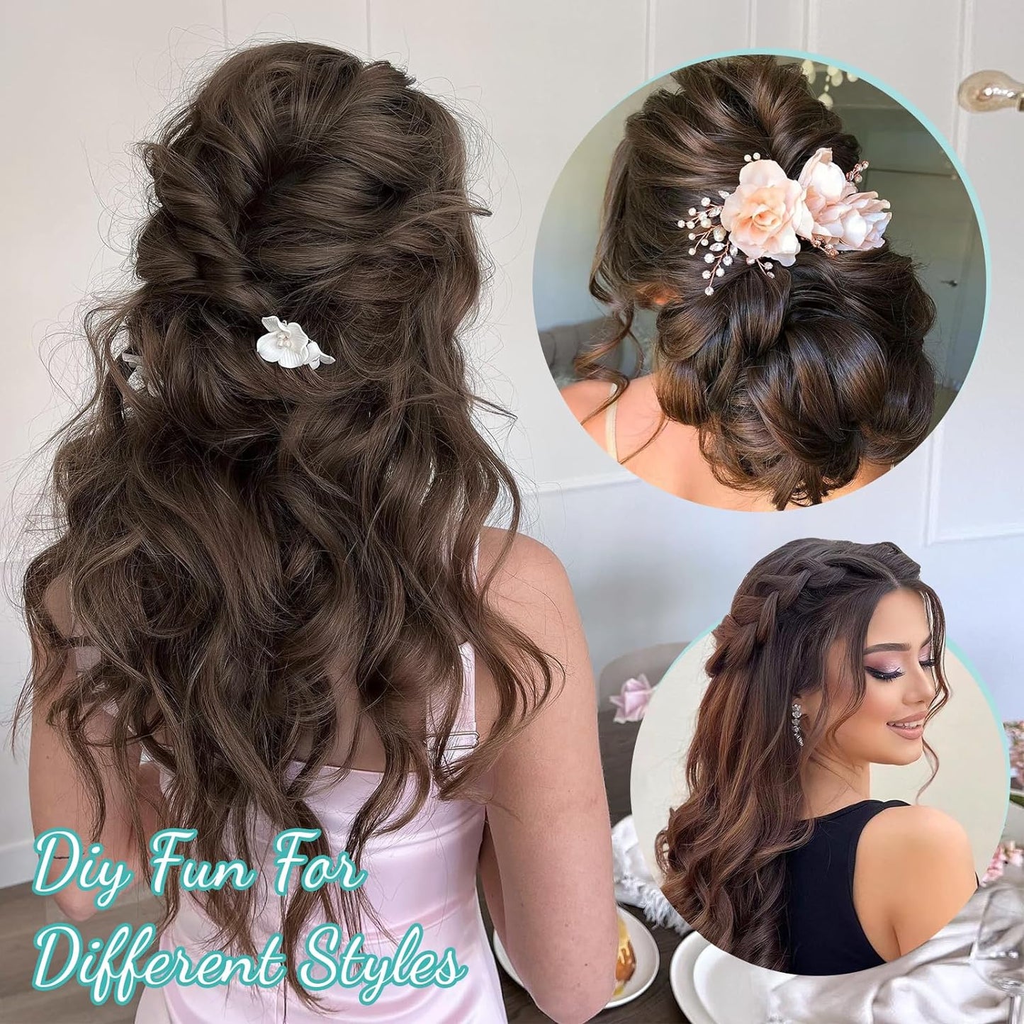 Clip in Hair Extensions for Women with Thinning Hair,7Pcs 20 Inch Thick Long Wavy Hair Extensions Clip Ins,Chocolate Brown with Dark Brown Synthetic Hairpiece for Daily Use Voluminous Look