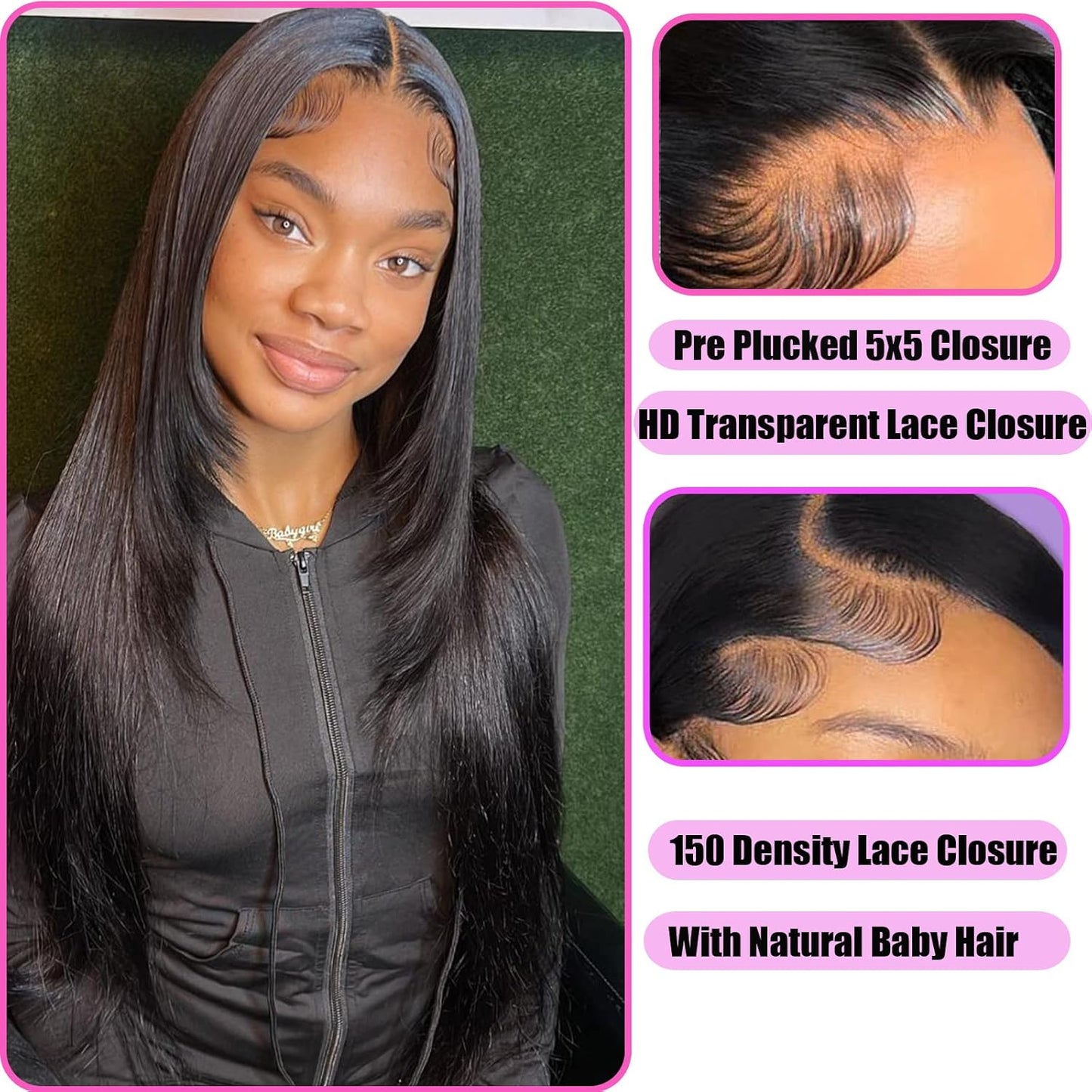 5X5 Hd Lace Closure Straight 5X5 Closure Human Hair 12A Real Transparent Lace Closure Virgin Remy Human Hair Frontal Closure Pre Plucked with Baby Hair Natural Black Color(10Inch)