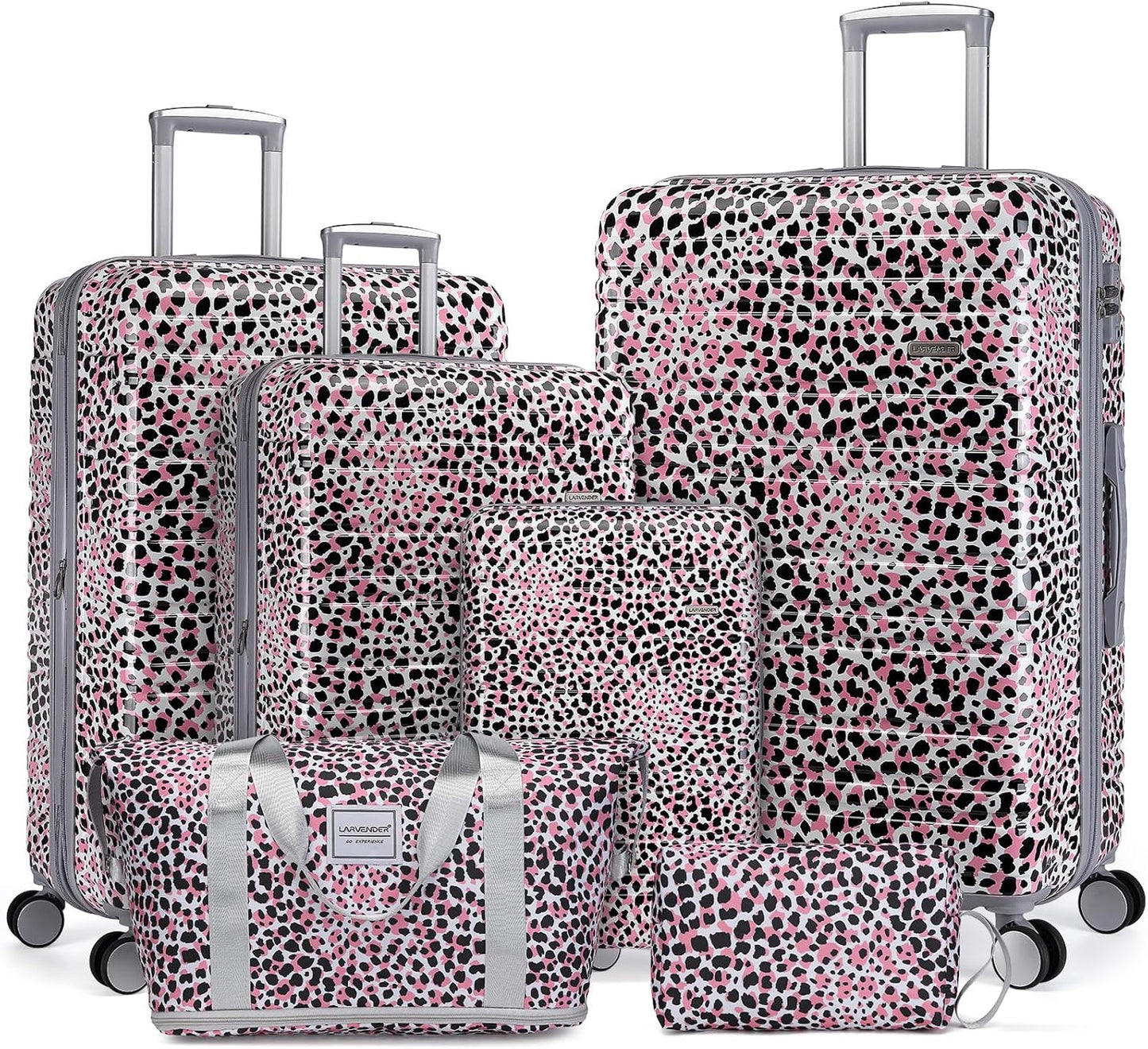 Luggage Sets 3 Piece, Hardside 20 in Carry on Luggage Airline Approved PC+ABS Suitcase Set with Spinner Wheels TSA Lock, Lightweight Rolling Suitcase for Men and Women, Leopard