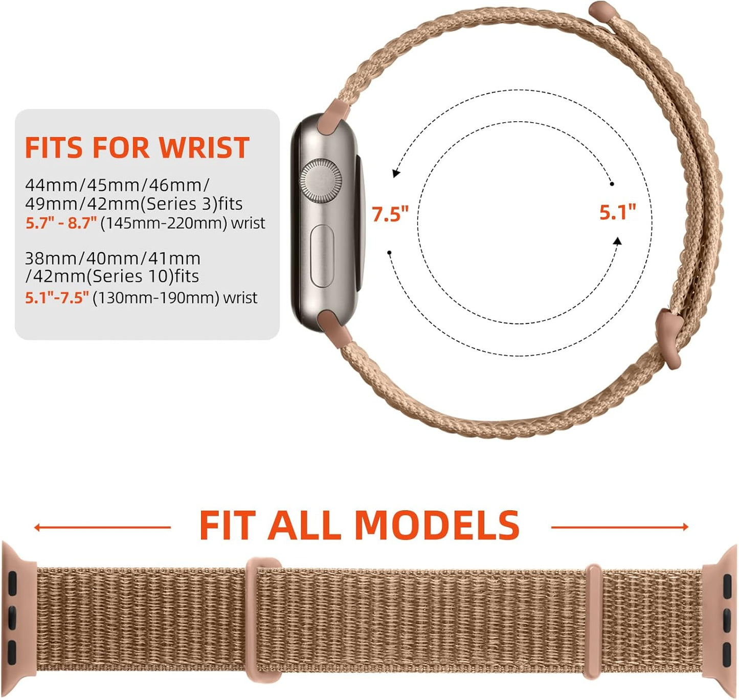 Sport Nylon Loop Strap Compatible with Apple Watch Bands