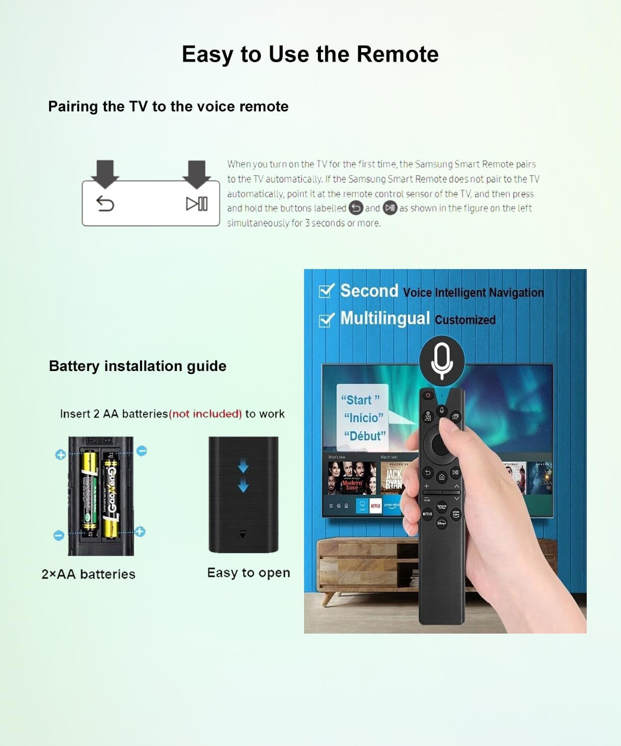 Voice Remote Control Universal for Samsung QN85D QN90D QN800D QN900D S90D S95D LS03D Q60D Q70D Q80D DU7200 DU8000 DU9000 QE1C the Frame the Serif Series 4K 8K QLED Smart TV Replacement