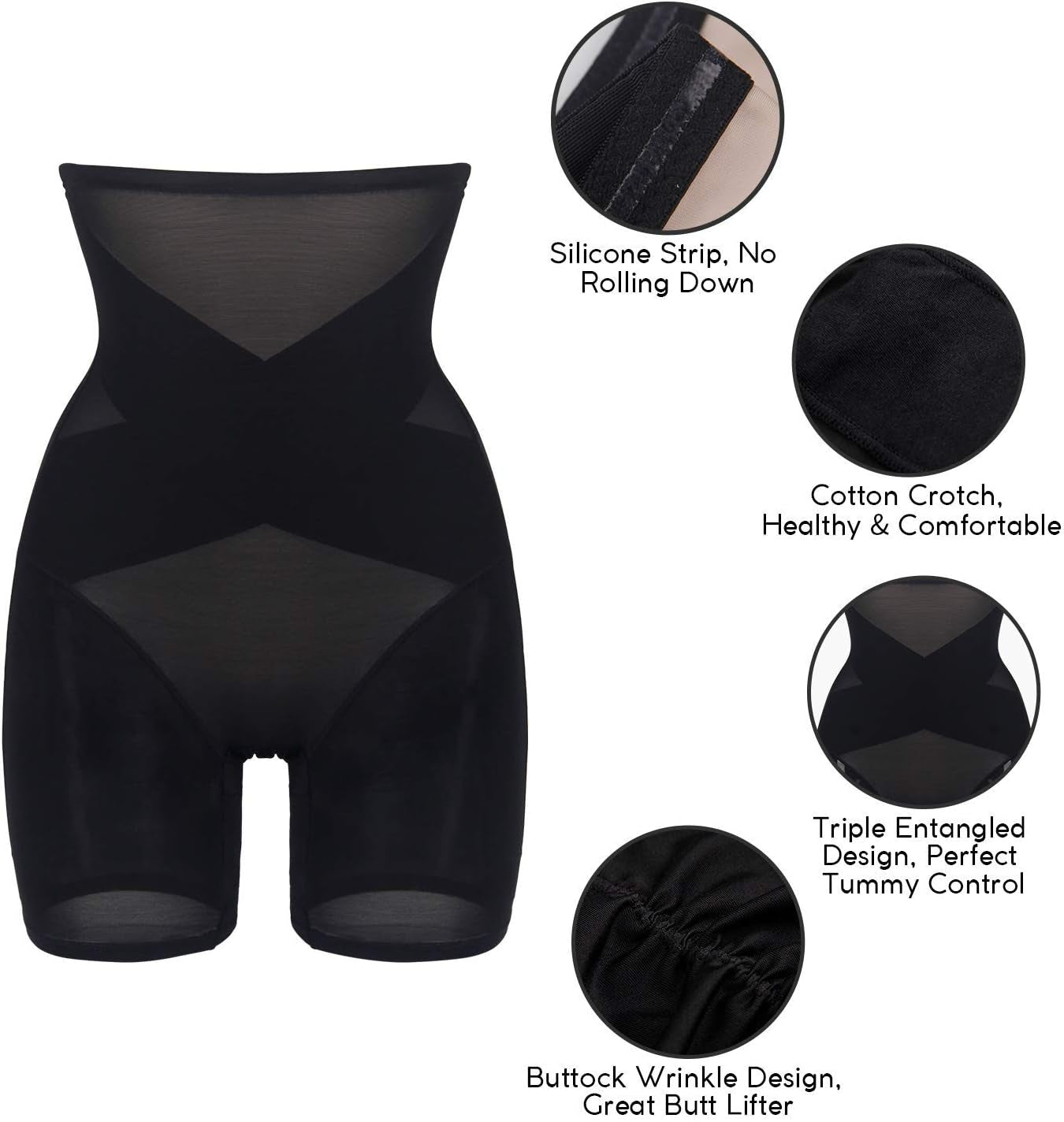 Tummy Control Body Shaper Shorts - High Waist Thigh Slimmer Panties Shapewear