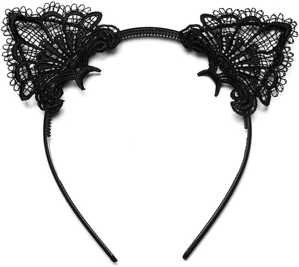 Black Cat Costume Accessories Cat Woman Sexy Costume for Women Halloween Masquerade Mask Adult, Lace Ears & Choker Necklace