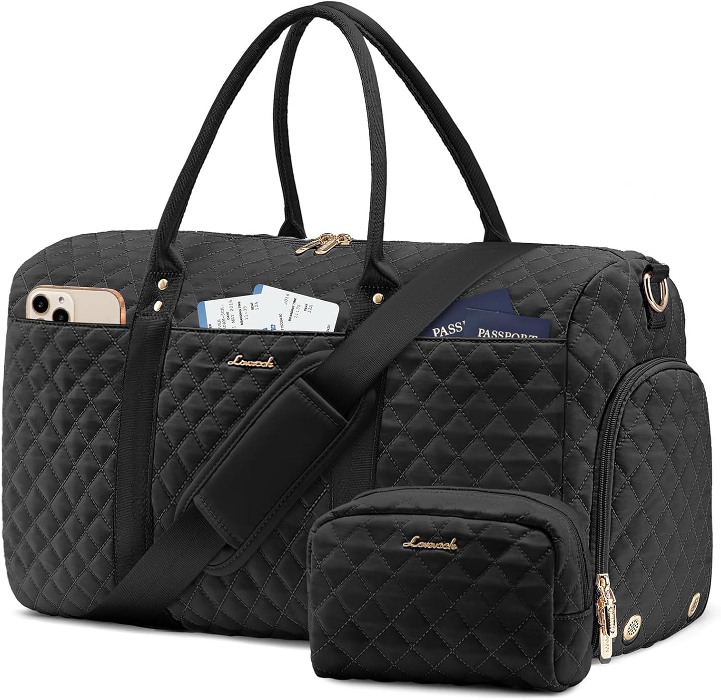 Travel Duffle Bag,Carry on Overnight Bag with Shoe Compartment,Weekender Bags for Women with Toiletry Bag,Gym Duffel Bag with Wet Pocket,Hospital Bags for Labor and Delivery