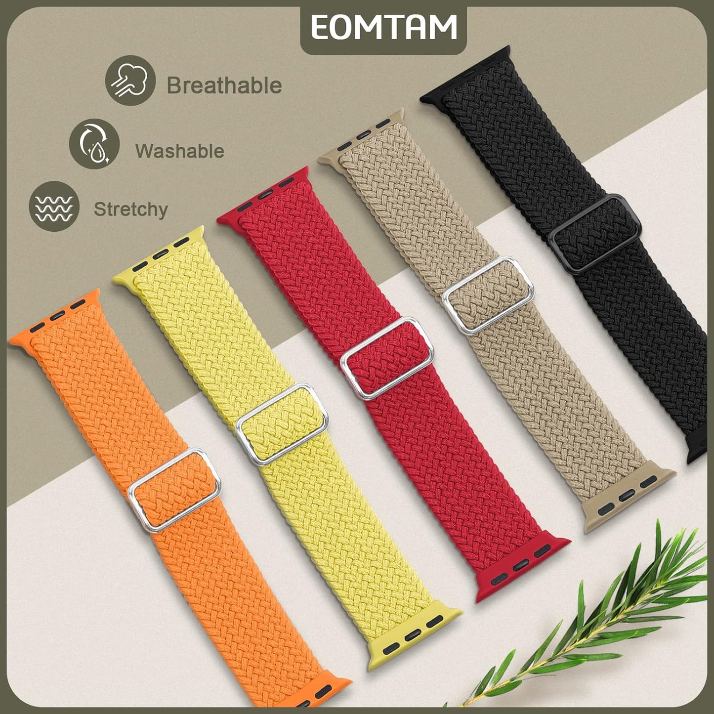 5 Pack Braided Stretchy Adjustable Straps Compatible for Apple Watch Band 38Mm 40Mm 41Mm 42Mm 44Mm 45Mm 49Mm for Women Men ,Sport Elastic Nylon Cloth Wristbands for Iwatch Series Ultra 8 SE 7 6