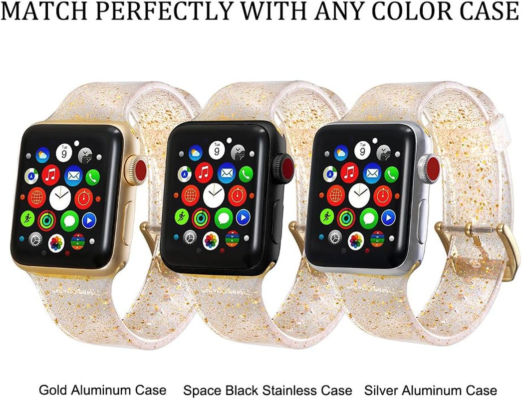 Compatible with Apple Watch Band, Women Transparent Clear Soft Cute Silicone Sports Iwatch Band Strap for Apple Watch Series 8/7/6/5/4/3/2/1/SE