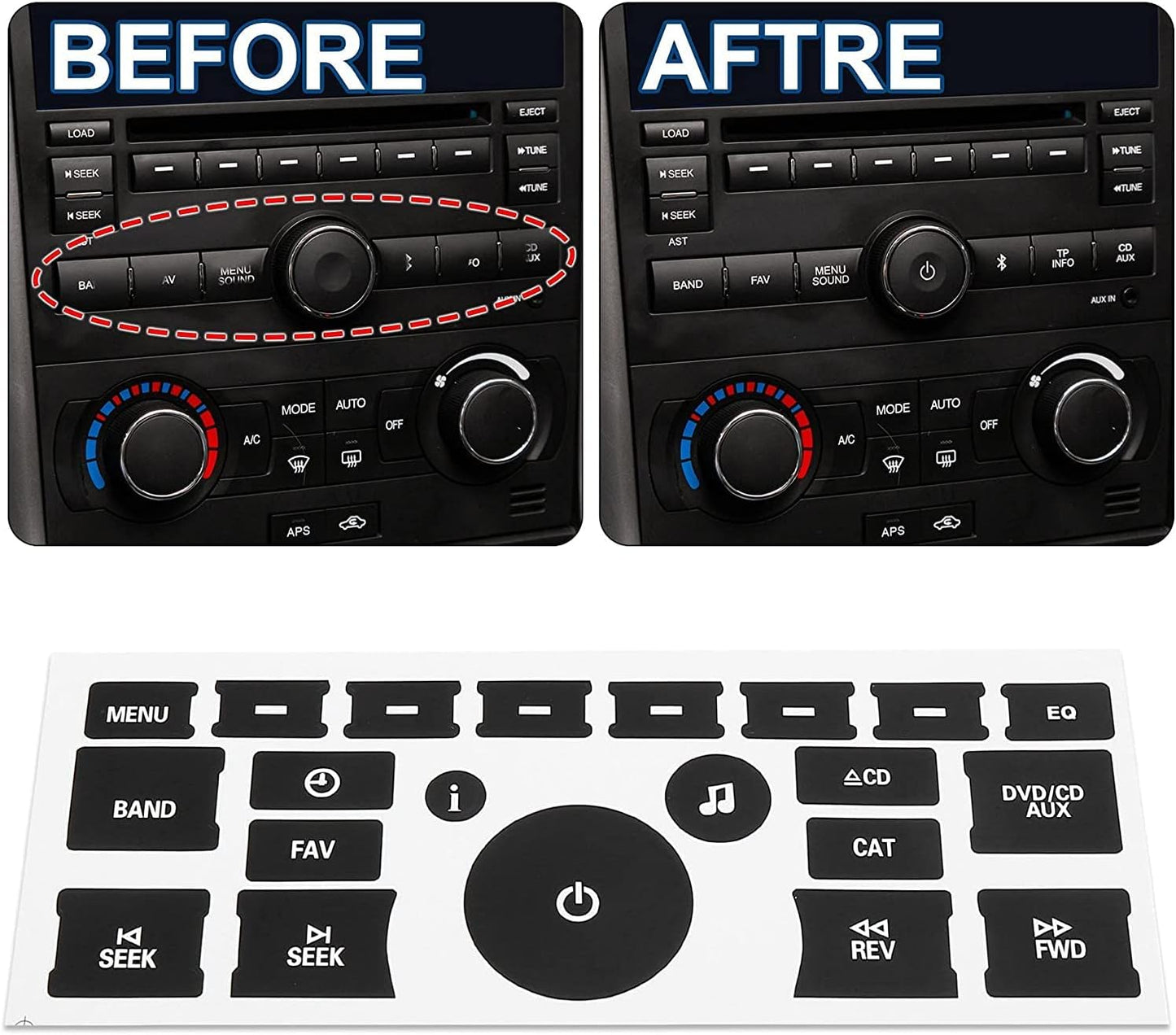2Pcs AC Dash Button Decal + Radio Button Repair Kit Stickers, Decal Replacement for 2007-2015 GM Vehicles Car SUV Van Truck Chevy Accessories TRUCK DRIVER