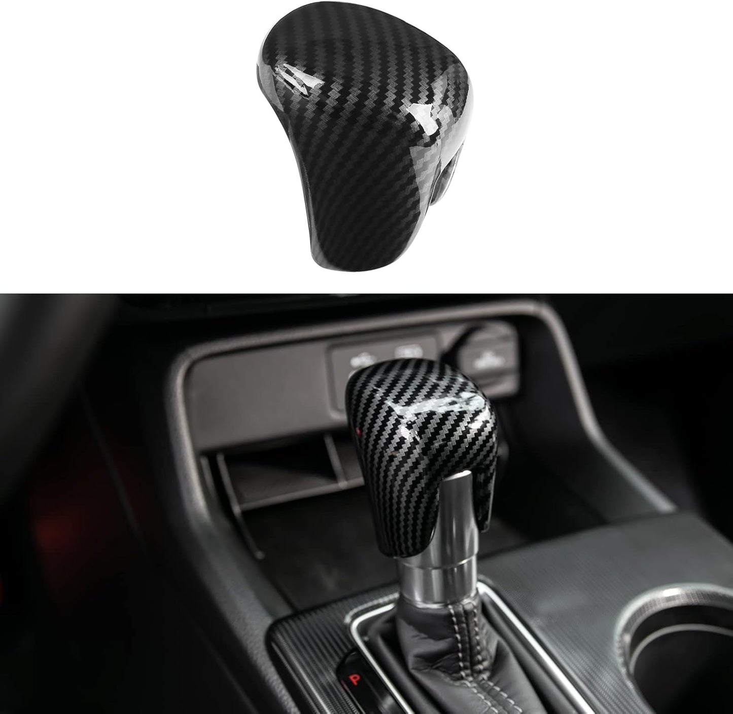 Compatible with Honda Civic 2022 2023 2024 2025 for CRV HRV 2023 2024 2025 for Accord 2018-2024 2025 Accessories Car Center Console Gear Shift Knob Cover Trim Cap -Red Carbon