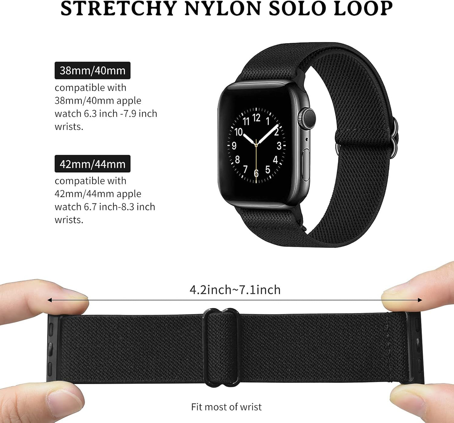 Stretchy Nylon Solo Loop Compatible with Apple Watch Bands 38Mm 40Mm,Adjustable Braided Sport Elastic Watch Strap for Iwatch Series 6/SE/5/4/3/2/1