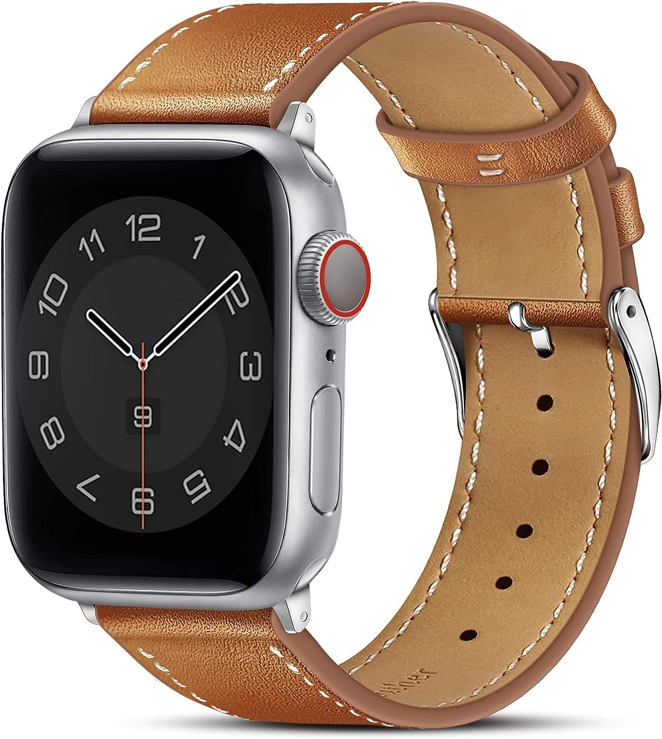 Compatible with Apple Watch Band Series SE 9 8 7 6 5 4 3 2 1 Ultra 49Mm 45Mm 41Mm 44Mm 40Mm 42Mm 38Mm, Genuine Leather Replacement Band for Iwatch, Leather Apple Watch Strap for Women &