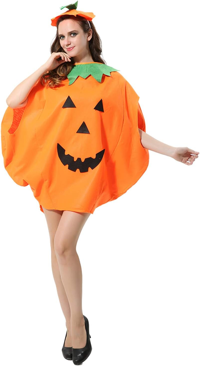 4Pcs Unisex Adult Halloween Pumpkin Costume Funny Halloween Costumes Orange Pumpkin Cosplay Party Clothes