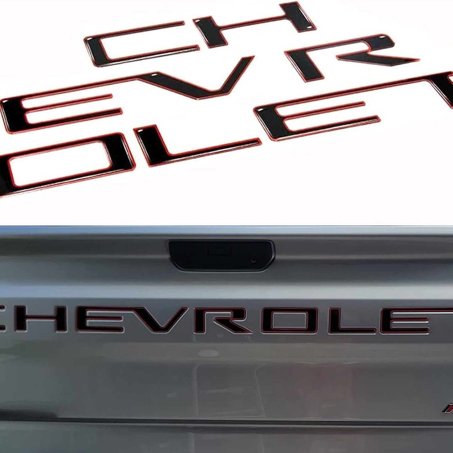Tailgate Insert Letters Compatible with 2019 2020 2021 2022 2023 2024 Chevy Silverado 3D Emblems Badge with Strong 3-M Adhesive Matte Black Xflh
