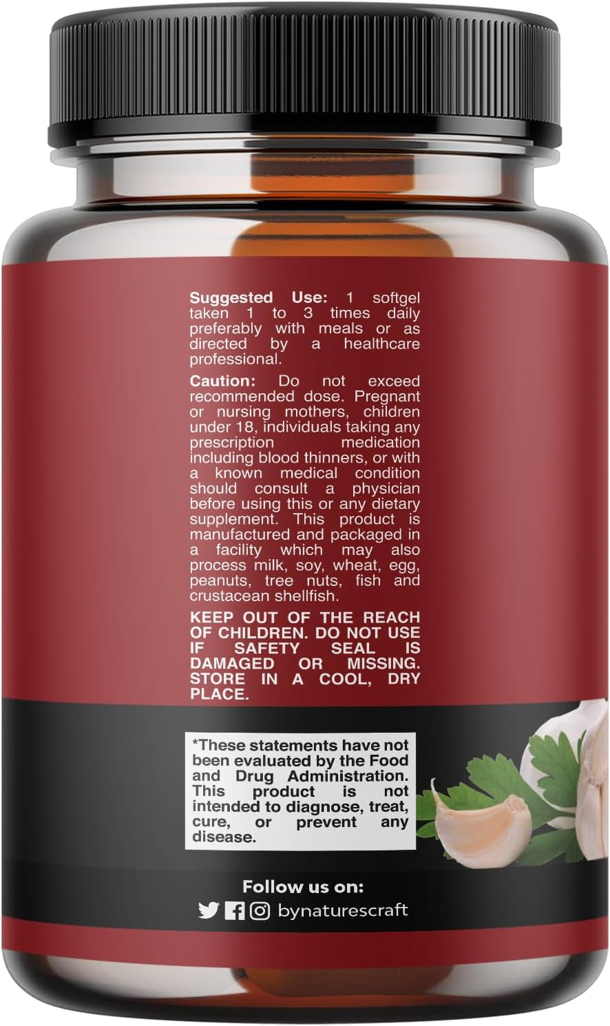 Super Concentrated Odorless Garlic Supplement - No Smell Easy to Swallow Antioxidant Garlic Pills for Immune Support and Heart Health - Odorless Softgels with Parsley Non GMO and Gluten Free TLBH