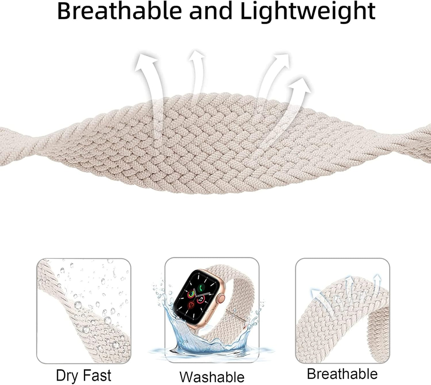 Braided Stretchy Adjustable Watch Band for Apple Watch Band 38Mm 40Mm 41Mm Women and Men, Soft Nylon Elastic Straps Solo Loop Wristbands for Iwatch Series 8 7 6 SE 5 4 Ultra