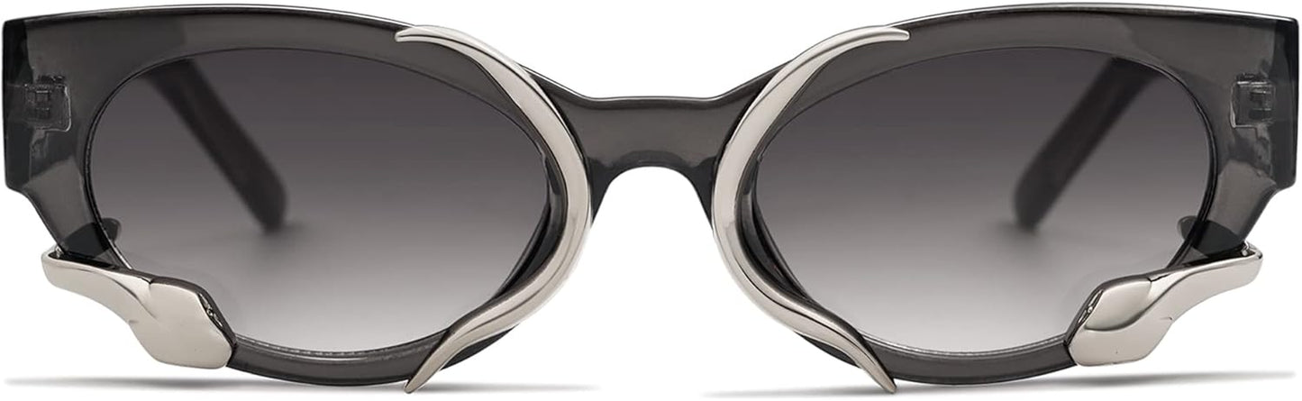Trendy Sunglasses for Women Men Vintage Narrow Cateye Metal Snake Sunnie Y2K Accessories AP3621