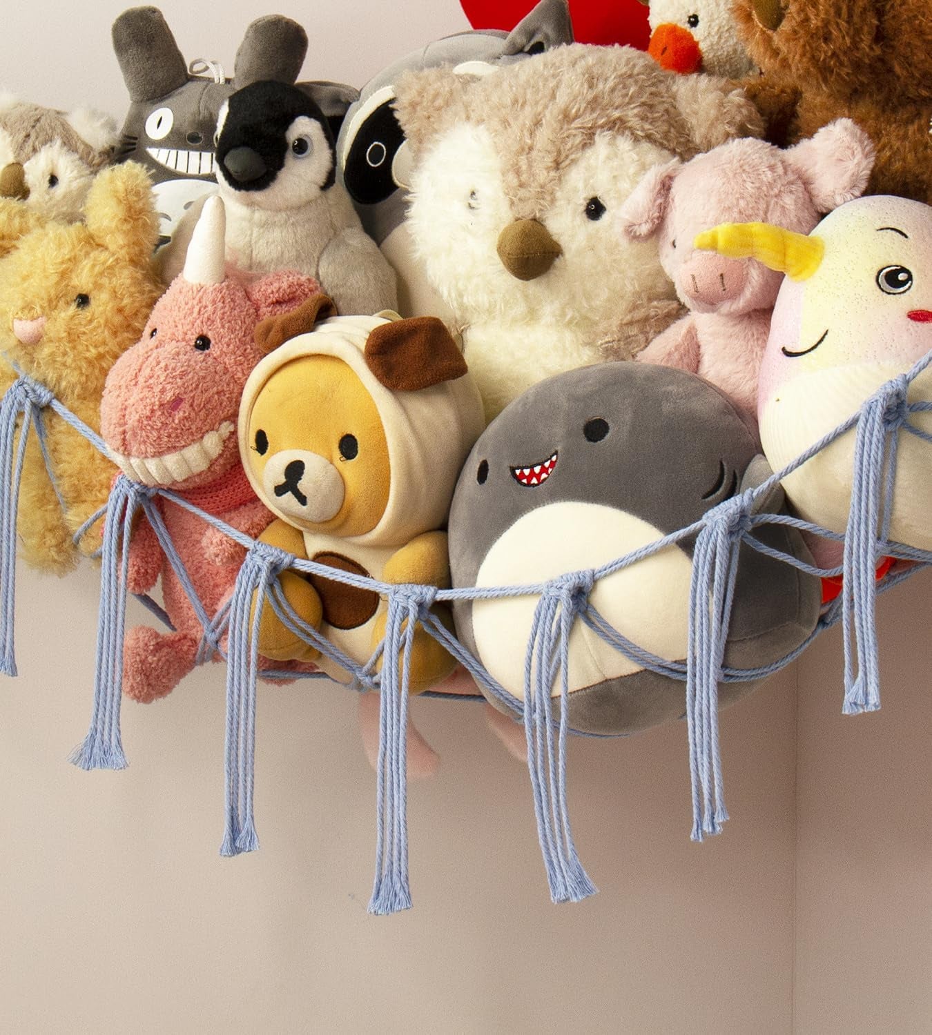 Stuffed Animal Storage Hammock Large Toy Hammock Net for Stuffed Animals Corner - Blue Plush Stitch Stuff Huggy Wuggy Toy Storage Room Decor