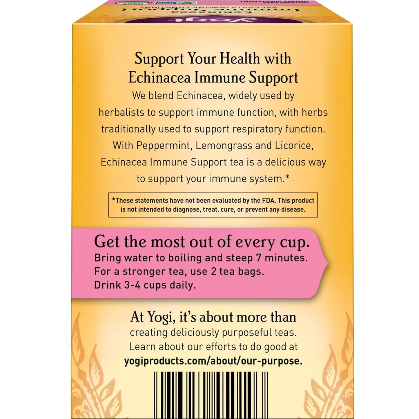 Tea Echinacea Immune Support Tea - 16 Tea Bags per Pack (6 Packs) - Organic Immunity Support Tea - Includes Peppermint Leaf, Lemongrass, Cinnamon Bark, Echinacea Purpurea, Licorice Root & More TLBH