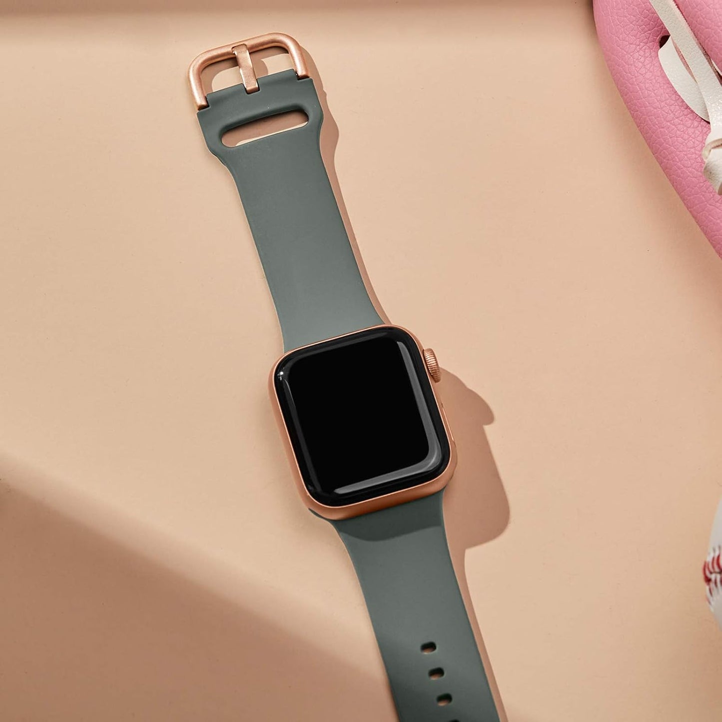Sport Band Compatible with Apple Watch Bands 49Mm 46Mm 45Mm 44Mm 42Mm 41Mm 40Mm 38Mm, Soft Silicone Wristband Strap with Classic Clasp for Iwatch Series 10 9 Ultra SE 8 7 6 5 4 3 2 1 for Women Men