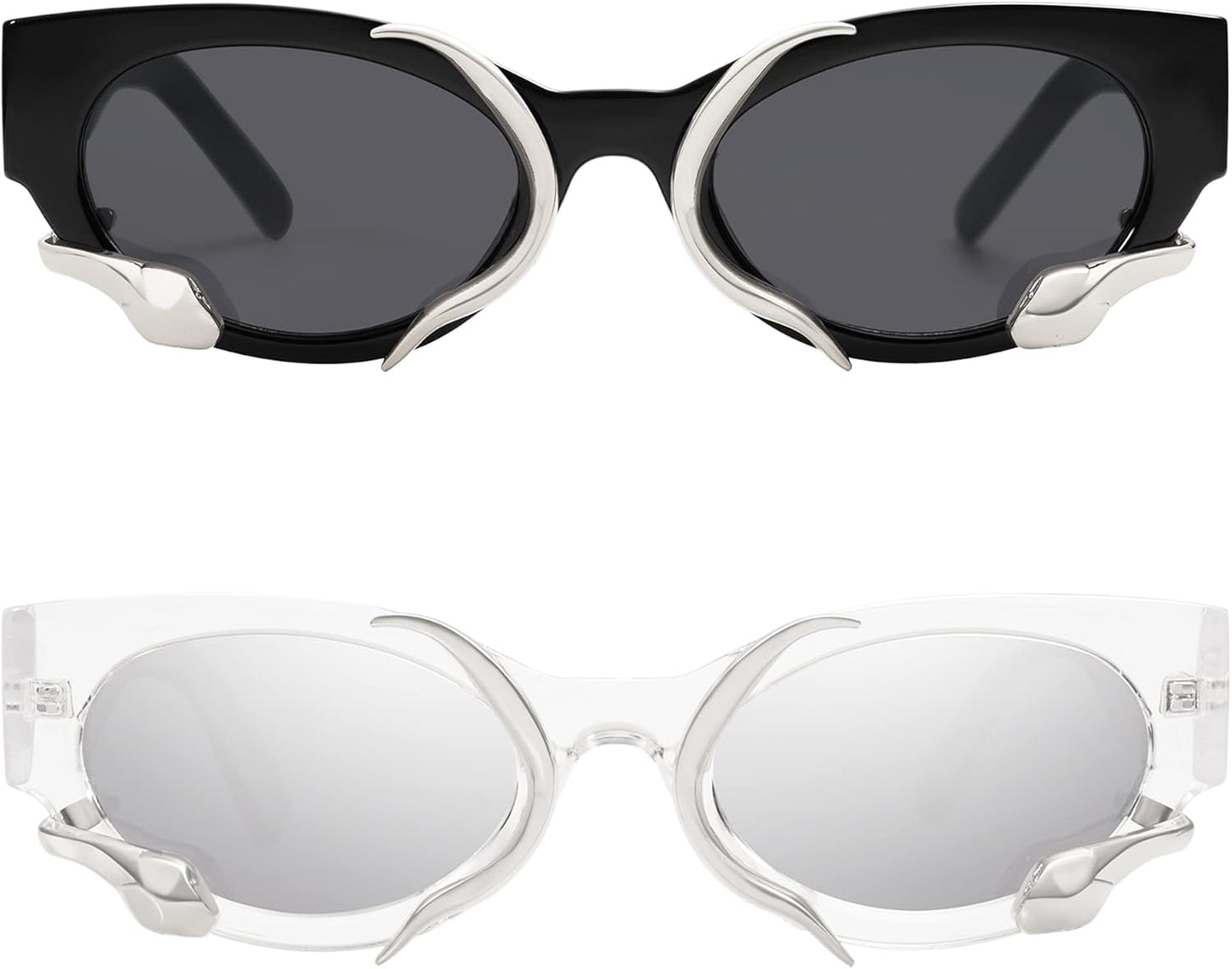 Trendy Sunglasses for Women Men Vintage Narrow Cateye Metal Snake Sunnie Y2K Accessories AP3621