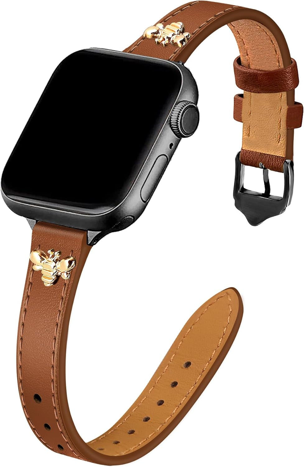 Elegant Slim Leather Bands Boho Beaded Watch Band Bundle Compatible with Apple Watch 38Mm 40Mm 41Mm 42Mm 44Mm 46Mm 45Mm 49Mm Women for Iwatch Series 10/9/8/7/6/5/4/3/2/1/Se/Ultra