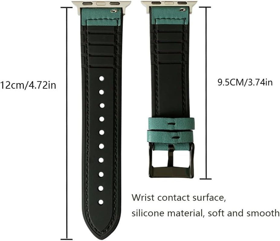 Compatible with Apple Watch Band 49Mm 45Mm 44Mm 42Mm 41Mm 40Mm 38Mm, Genuine Leather Bands Strap for Iwatch Ultra SE SE2 Series 8 7 6 5 4 3 2 1 (Blue,38Mm/40Mm/41Mm)