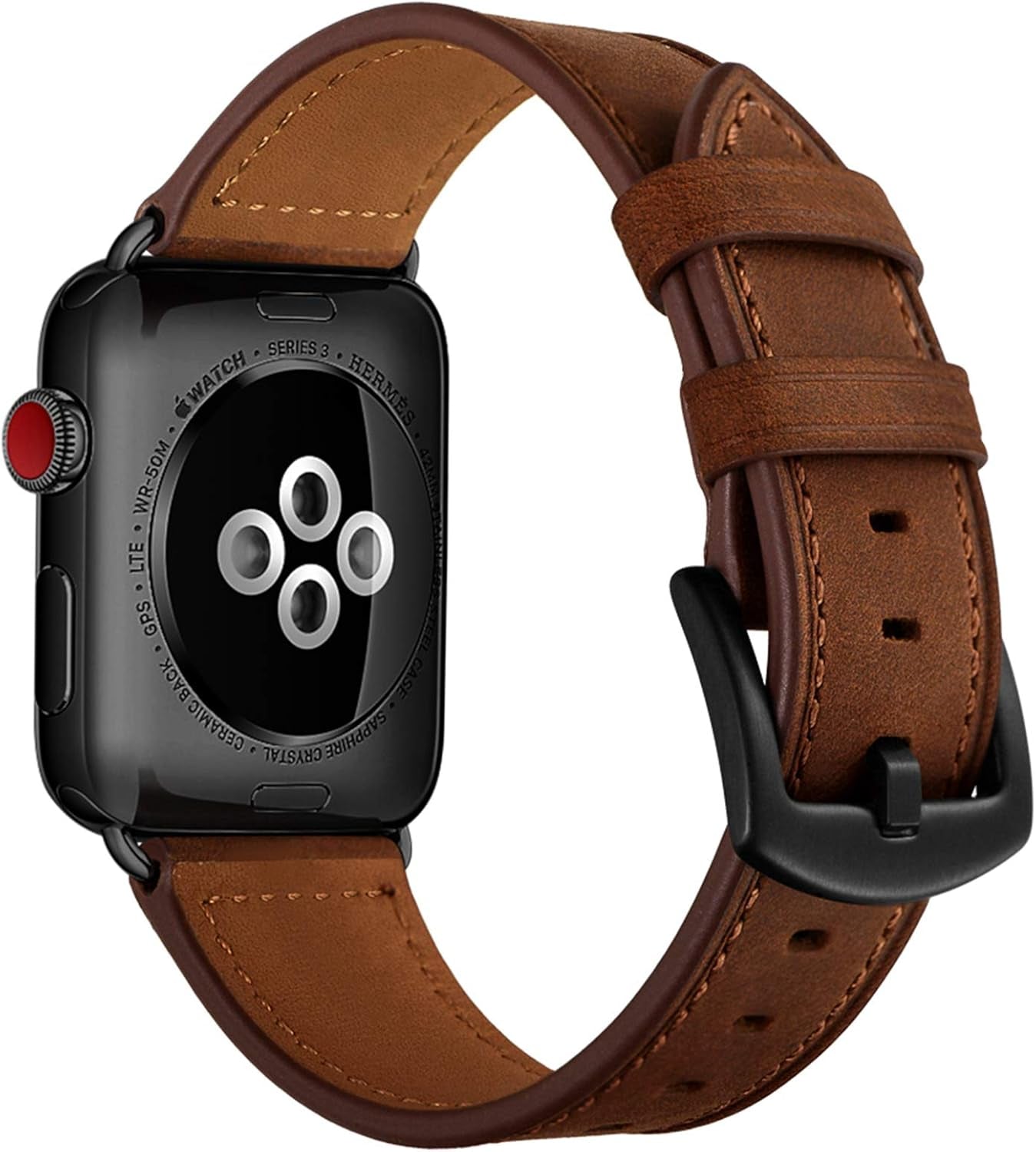Leather Band Compatible with Apple Watch Vintage Classical Bands Dark Brown Replacement Strap for Iwatch Series 9 8 7 45Mm Series 6 SE 5 4 3 2 1 Nike Space Black Grey 42Mm 44Mm Men Women