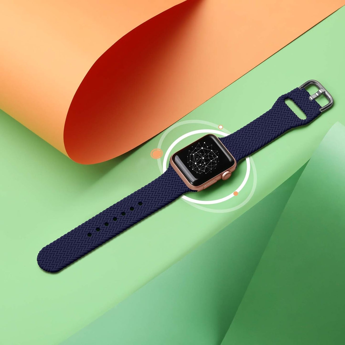 Compatible with Apple Watch Band 44Mm Women Men Series 6, Comfortable Flexible Textured Weave Pattern Sport Wristband for Apple Watch SE 42Mm Series 6 5 4 3 2 1, Navy Blue