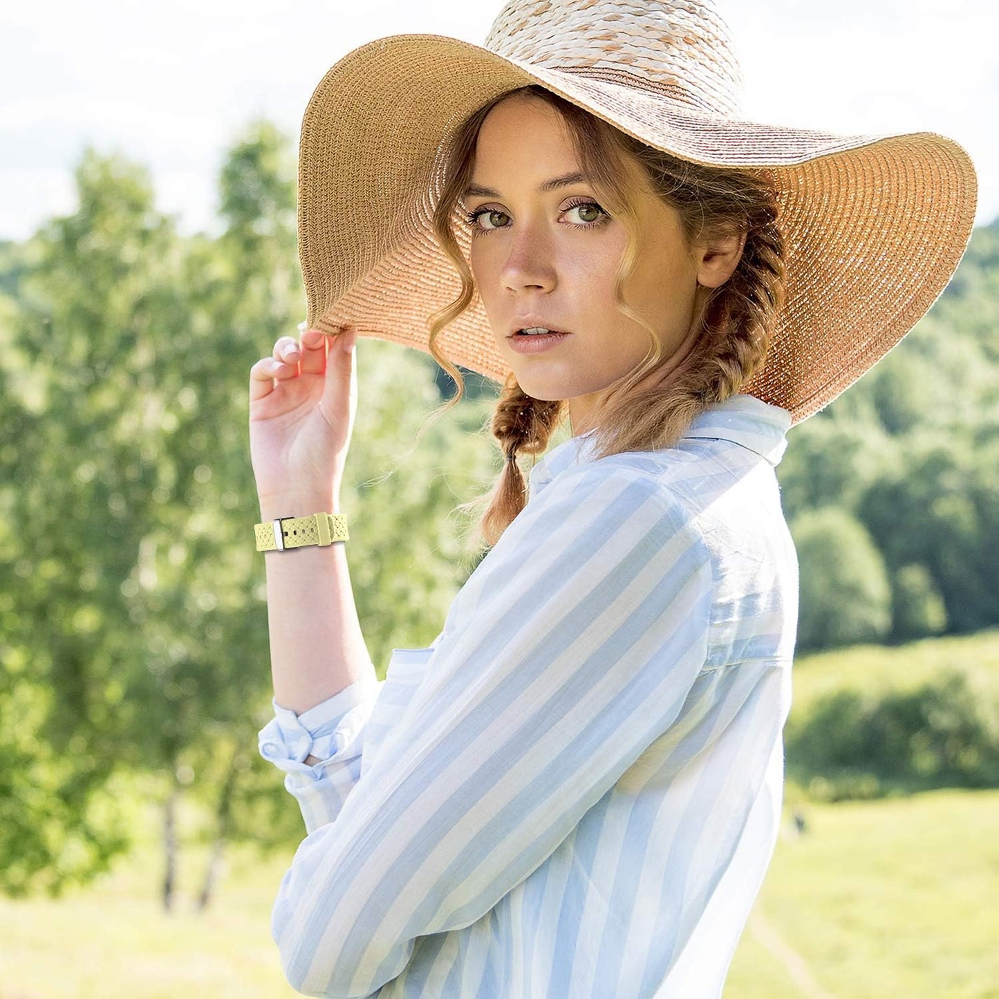 Silicone Band Compatible for Apple Watch Series 6 Series 5/4 40Mm, Comfortable Strap for Apple Watch SE 40Mm, Iwatch 38Mm Bands Series 3/2/1, Women Men Kids Weave Pattern 38Mm/40Mm S/M Yellow