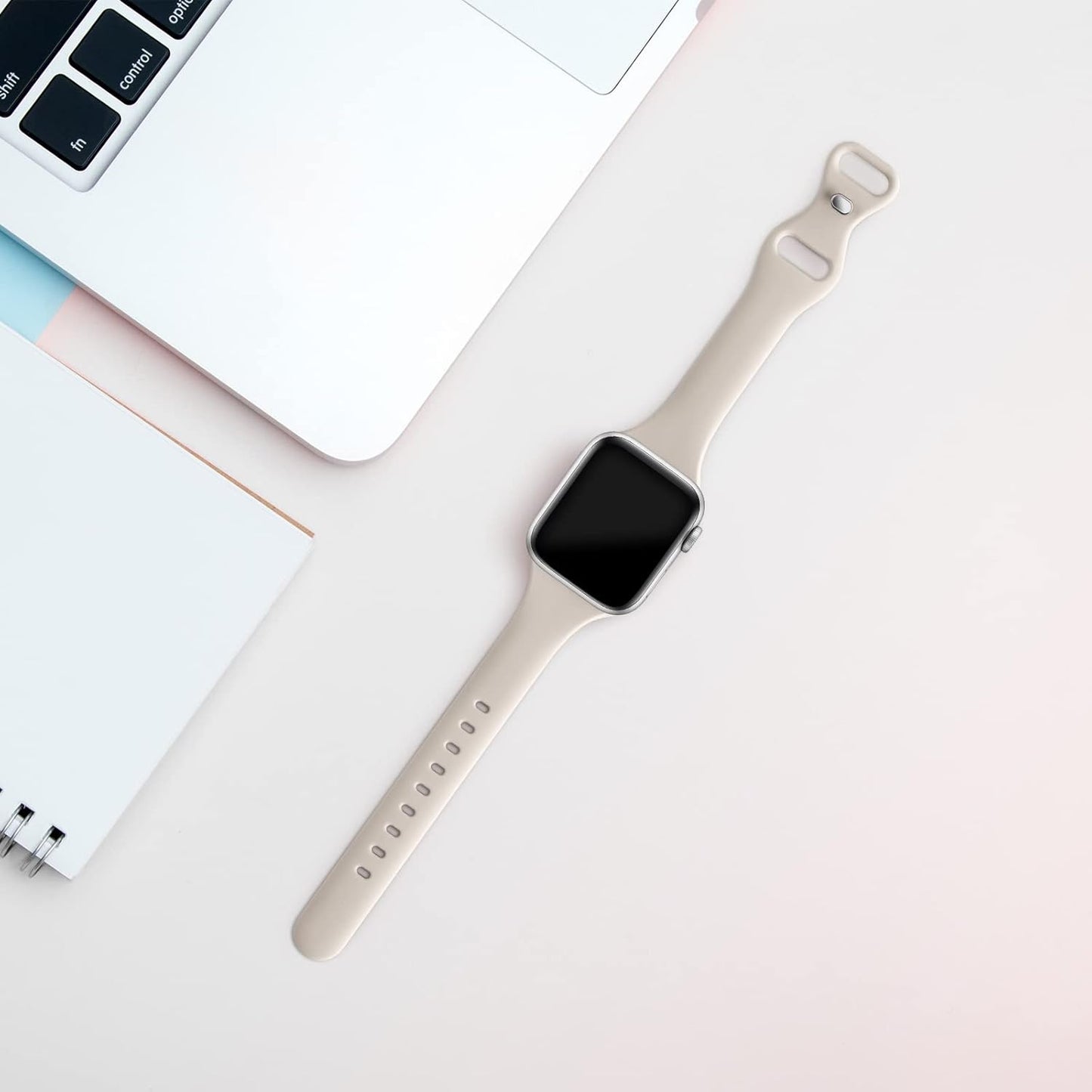 Bands Compatible with Apple Watch 38Mm 40Mm 41Mm 42Mm 44Mm 45Mm 49Mm, Slim Thin Narrow Replacement Soft Silicone Sport Strap Wristbands for Iwatch Series 9/8/7/6/5/4/3/2/1 Ultra SE Women Men
