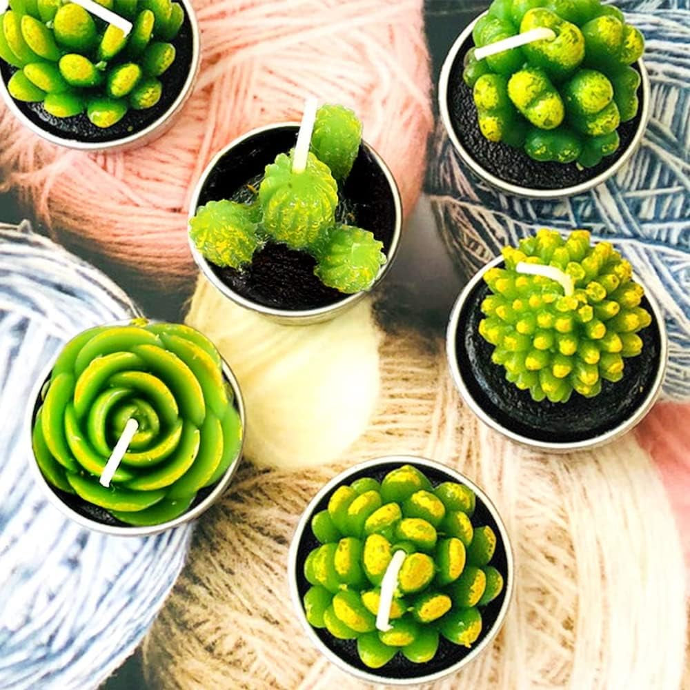 Cactus Tealight Candles, Unscented Decoration Tea Lights Candle, for Decor, Party Favors, Wedding, Baby, and Bridal Shower (12 Pieces)