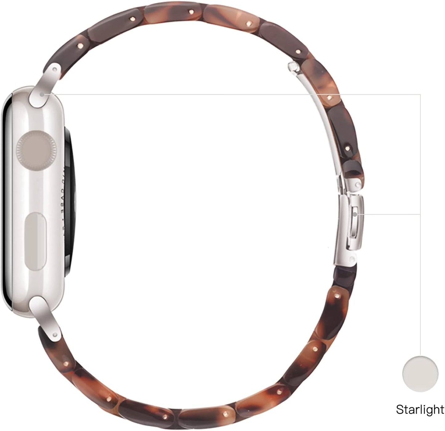 Light Apple Watch Band-Fashion Resin Iwatch Bands Bracelet Compatible with Stainless Steel Buckle for Apple Watch Ultra 2 1 Series 9 Series 8 7 Series 6 Series SE Series 5 Series 4 Series 3 Series 2 1