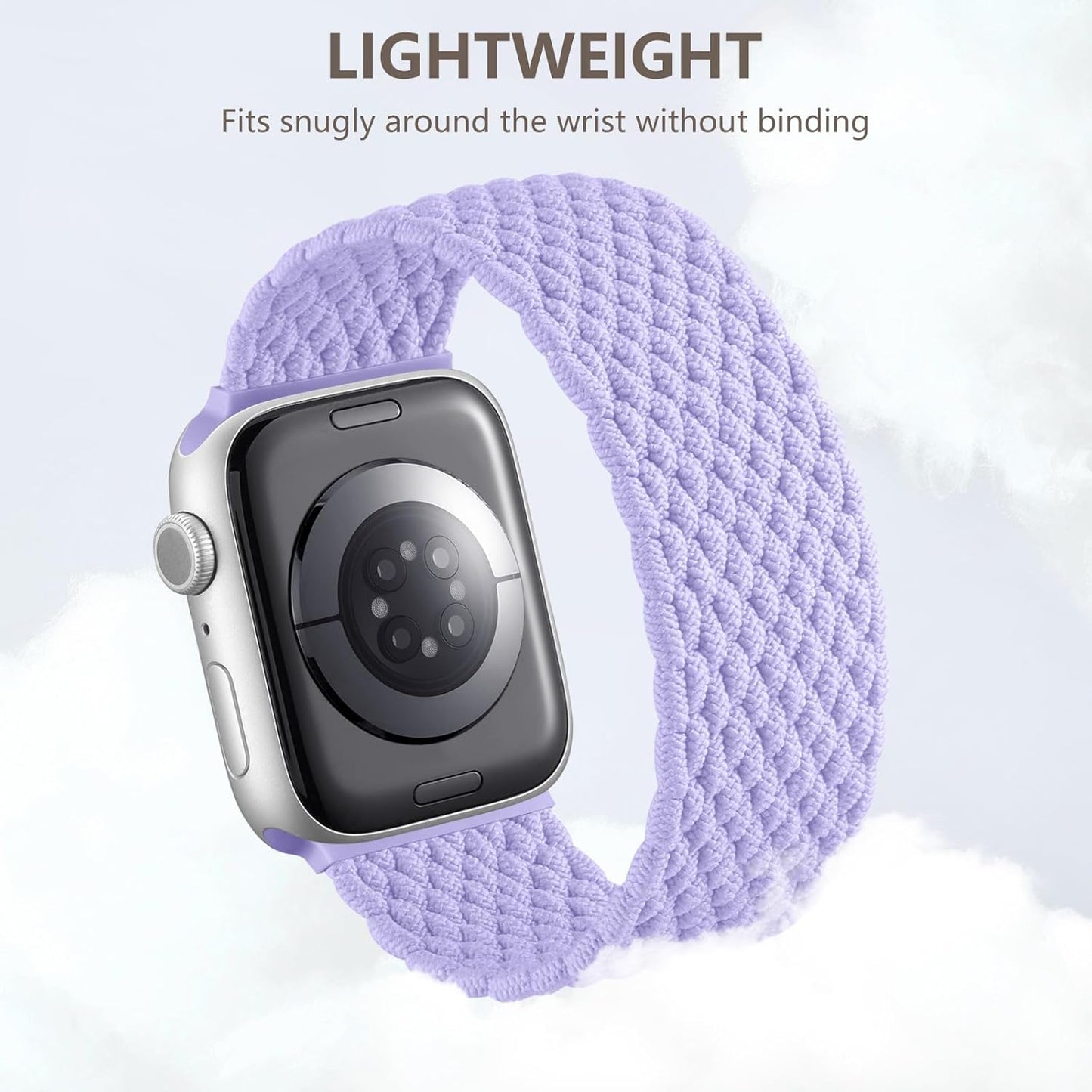 Braided Solo Loop Compatible with Apple Watch SE Band 41Mm 40Mm 38Mm Women, Adjustable Stretchy Nylon Solace Band Elastic Sport Straps for Iwatch Series 9 8 7 6 5 4 3 2 1, Purple Blue