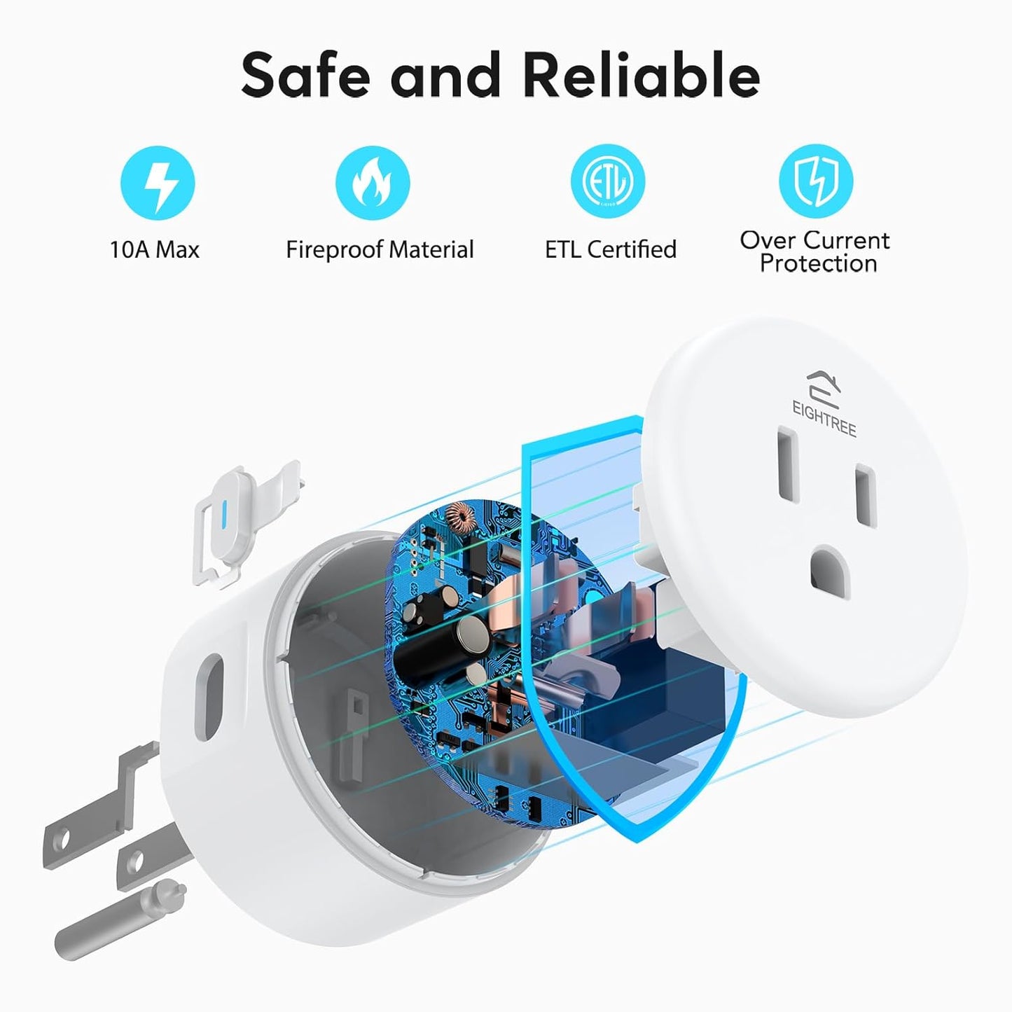 Smart Plug, Smart Home Wifi Outlet Works with Alexa & Google Home, Smart Socket with Remote Control & Timer Function, 2.4Ghz Wifi Only, 4 Packs