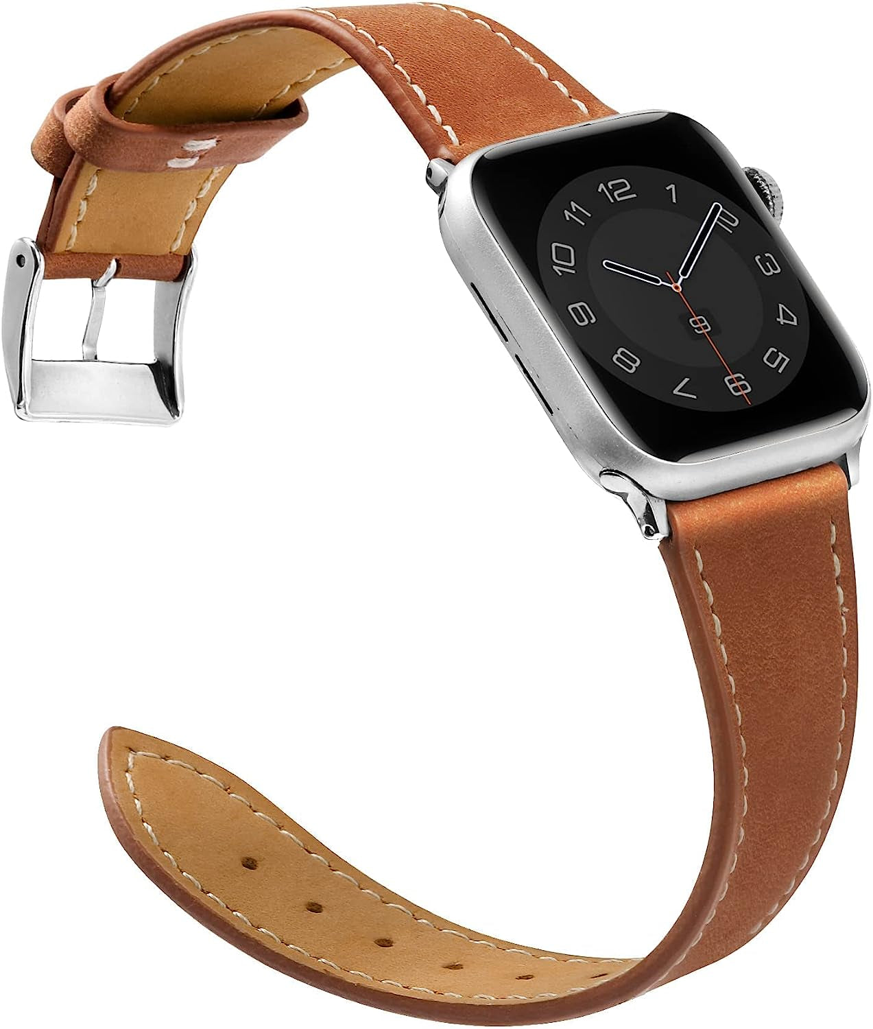 Compatible with Apple Watch Band Series SE 9 8 7 6 5 4 3 2 1 Ultra 49Mm 45Mm 41Mm 44Mm 40Mm 42Mm 38Mm, Genuine Leather Replacement Band for Iwatch, Leather Apple Watch Strap for Women &