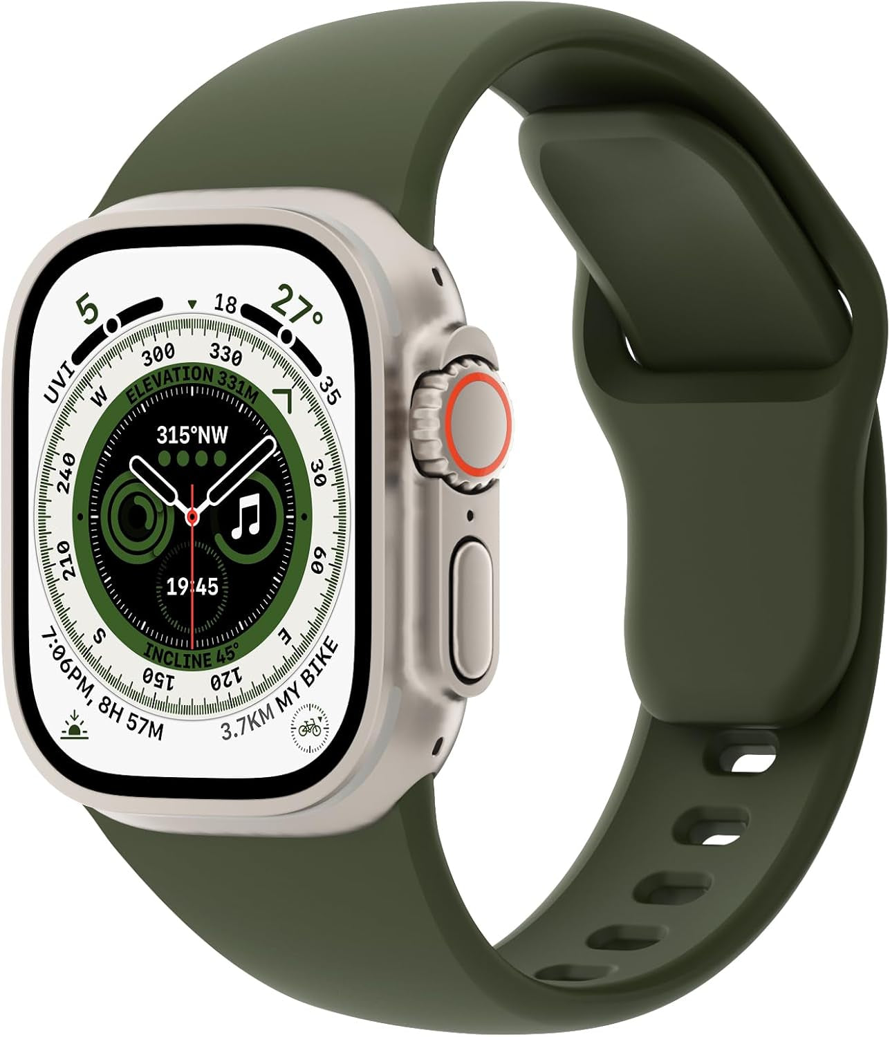Sport Bands Compatible with Apple Watch 38Mm 40Mm 41Mm 42Mm 44Mm 45Mm 49Mm, Soft Silicone Replacement Waterproof Strap Wristband for Iwatch Series Ultra 9/8/7/6/5/4/3/2/1 SE Women Men, Army Green