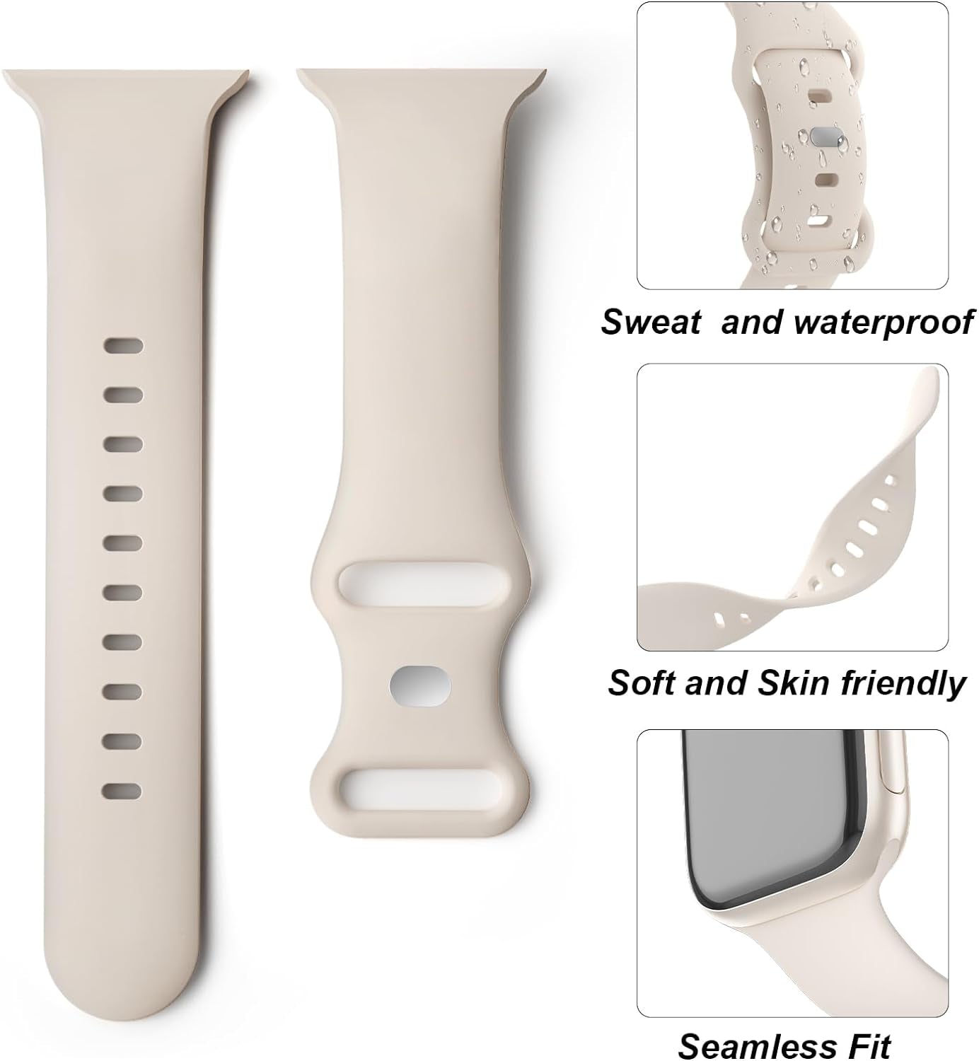Bands Compatible with Apple Watch 38Mm 40Mm 41Mm 42Mm 44Mm 45Mm 49Mm, Soft Silicone Replacement Sport Accessory Strap Wristband for Iwatch Series Ultra/Ultra 2 9/8/7/6/5/4/3/2/1 SE Women Men
