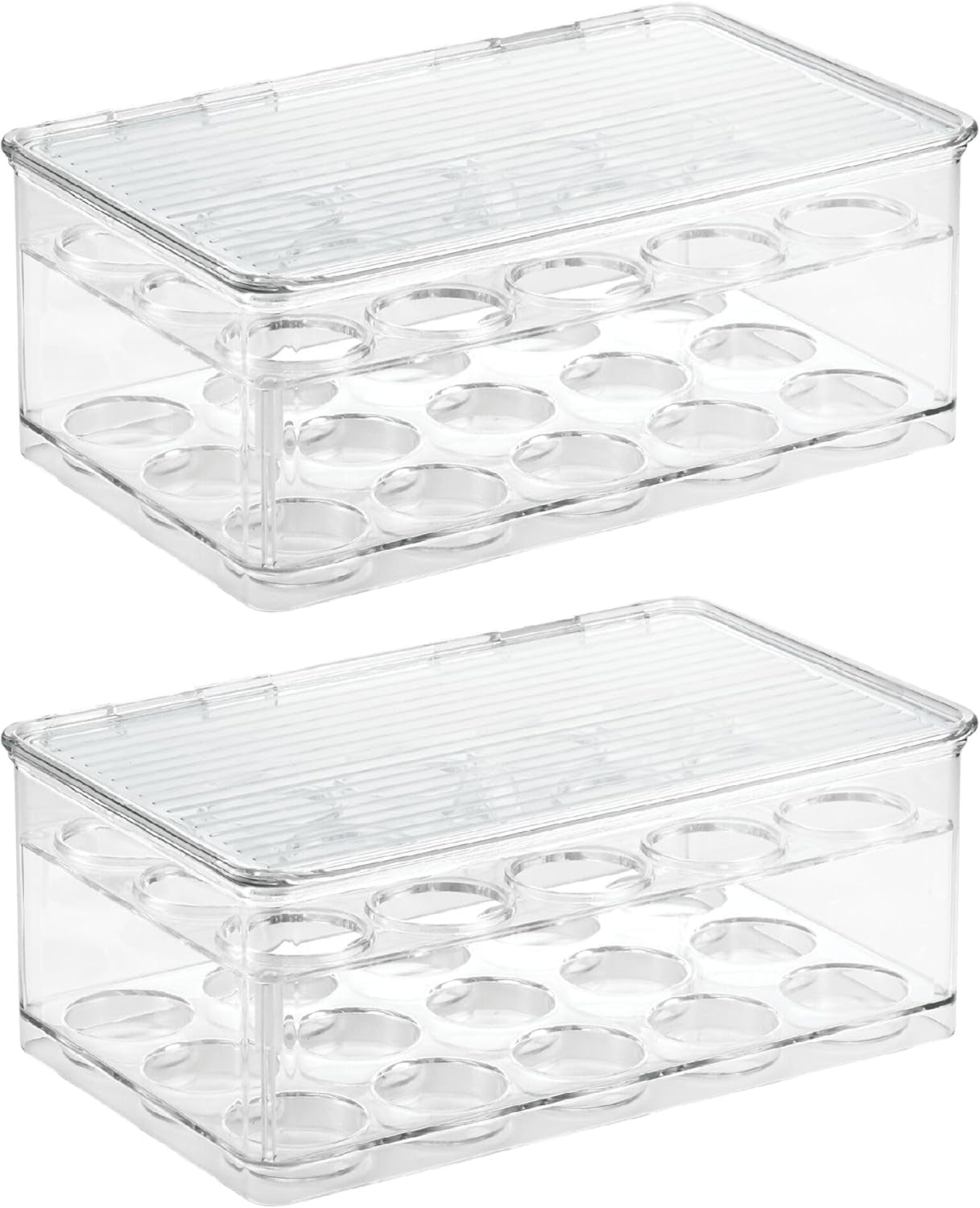 Idesign 2-Tier Coffee Pod Holder Lidded Bin, Plastic Pantry and Kitchen Storage, the Linus Collection – 7.25" X 10.75" X 4.25", Clear