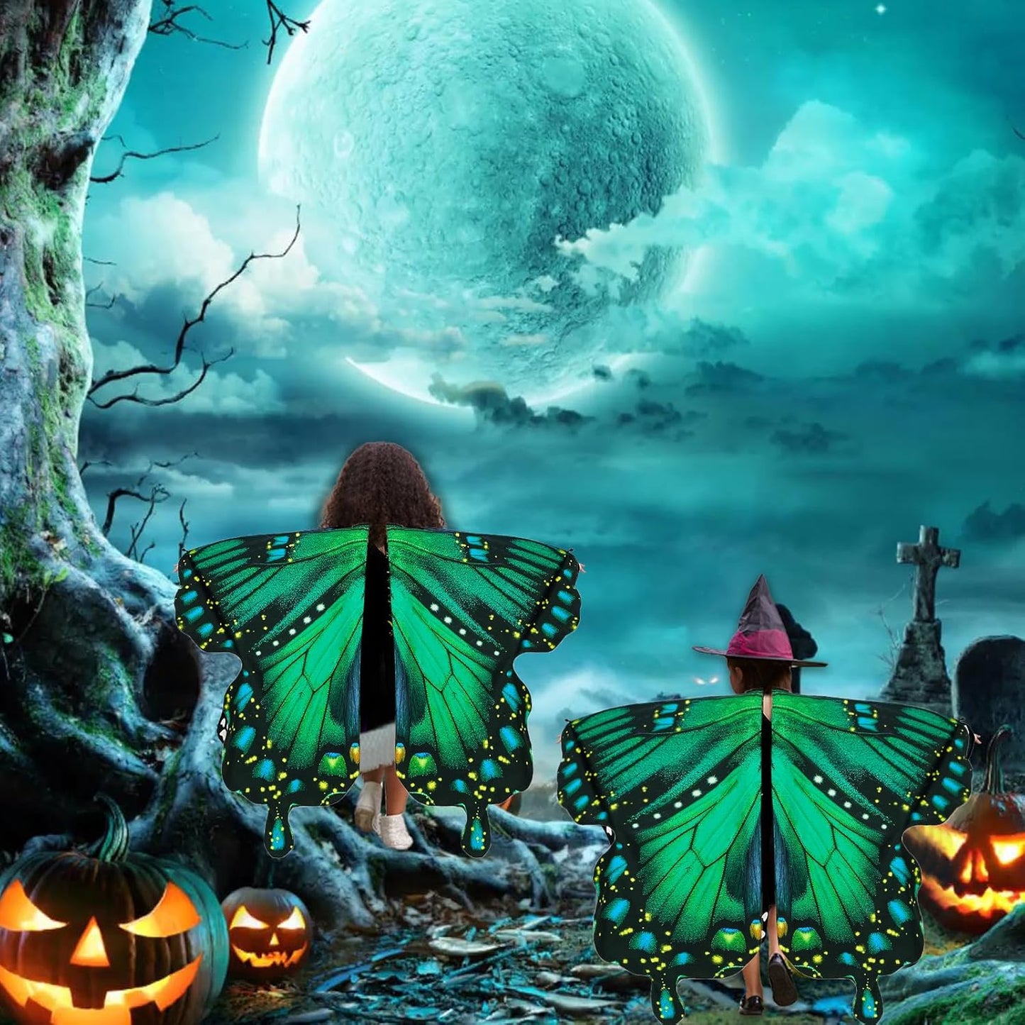 Butterfly Wings for Girls, Butterfly Costume for Halloween Party Kids Fairy Wing with Mask and Headband