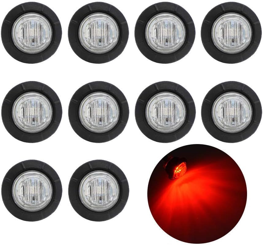 50 Pcs 3/4 Inch Mount Amber 3 LED Mini round Trailer Side Marker Indicator Lights Clearance Button Signal Lamps Universal for Trucks Lorry Boat Pickup Bus Caravan RV Waterproof Sealed Bulbs 12V DC