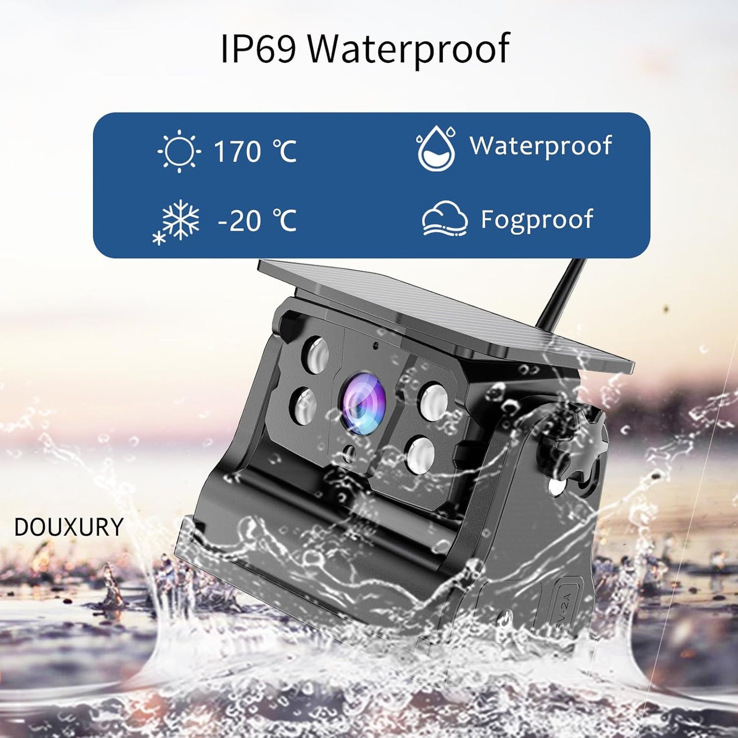 Wireless Backup Camera Solar Magnetic for Car RV Trailer Truck Camper 5Th Wheels Hitch Towing No Wiring No Drilling Rechargeable Night Vision Portable Backup Camera with 5" 1080P HD 2-Split Monitor TRUCK DRIVER